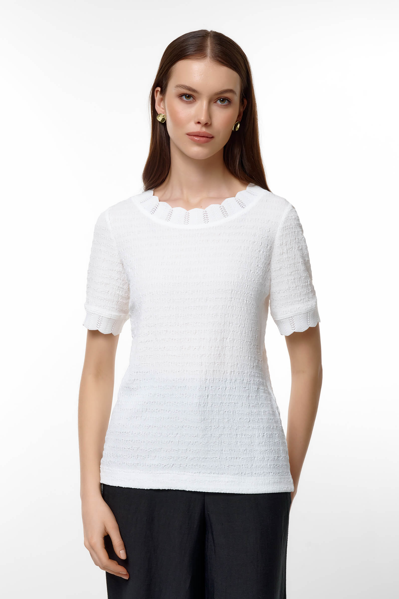 Блузка с ажурной окантовкой Цвет Белый