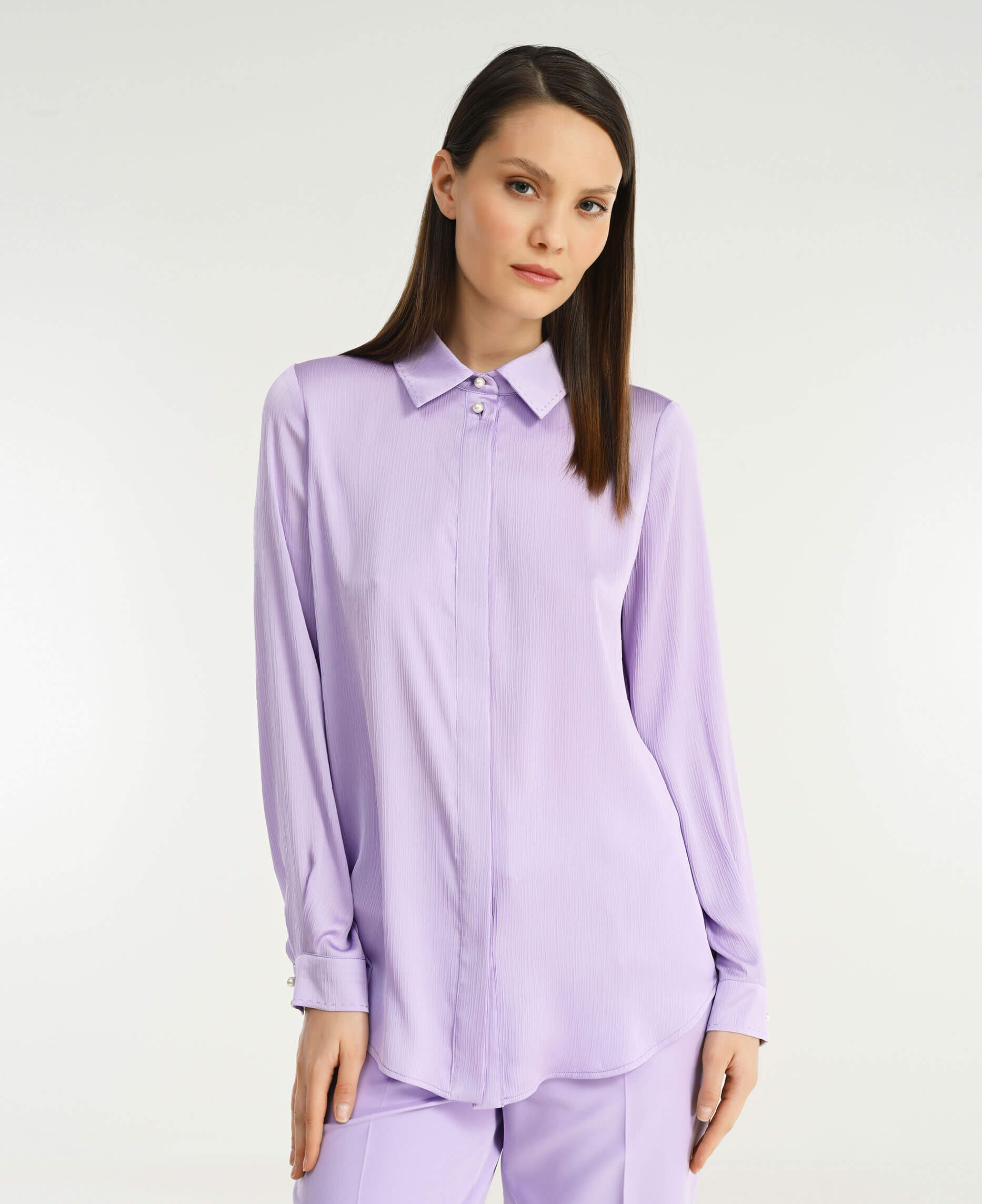 Рубашка с отложным воротником Цвет Фиолетовый