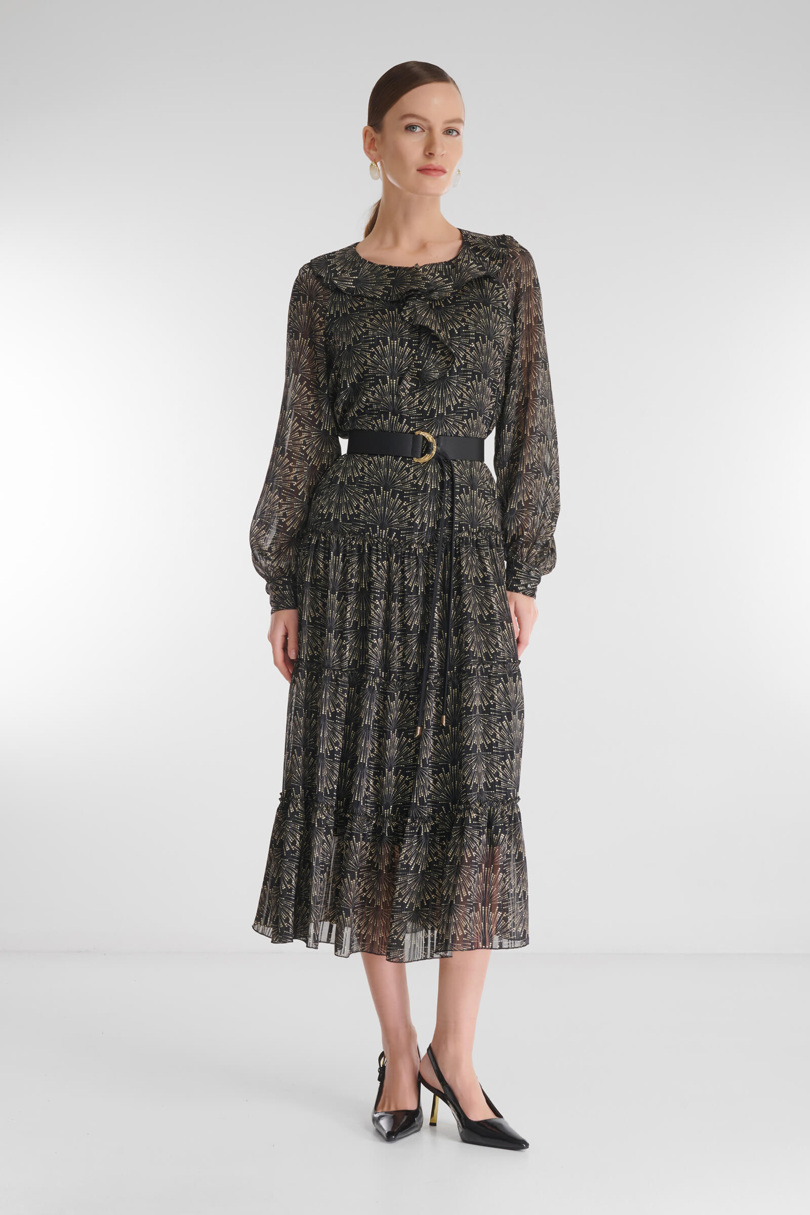 Платье с оборкой Цвет Мультиколор