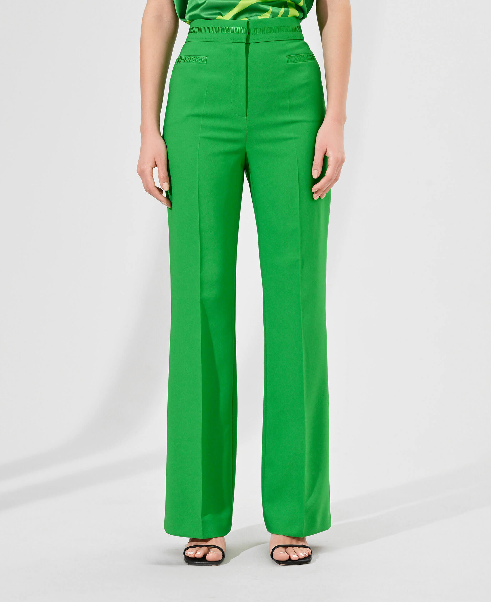 Классические брюки с высокой посадкой Цвет Зеленый
