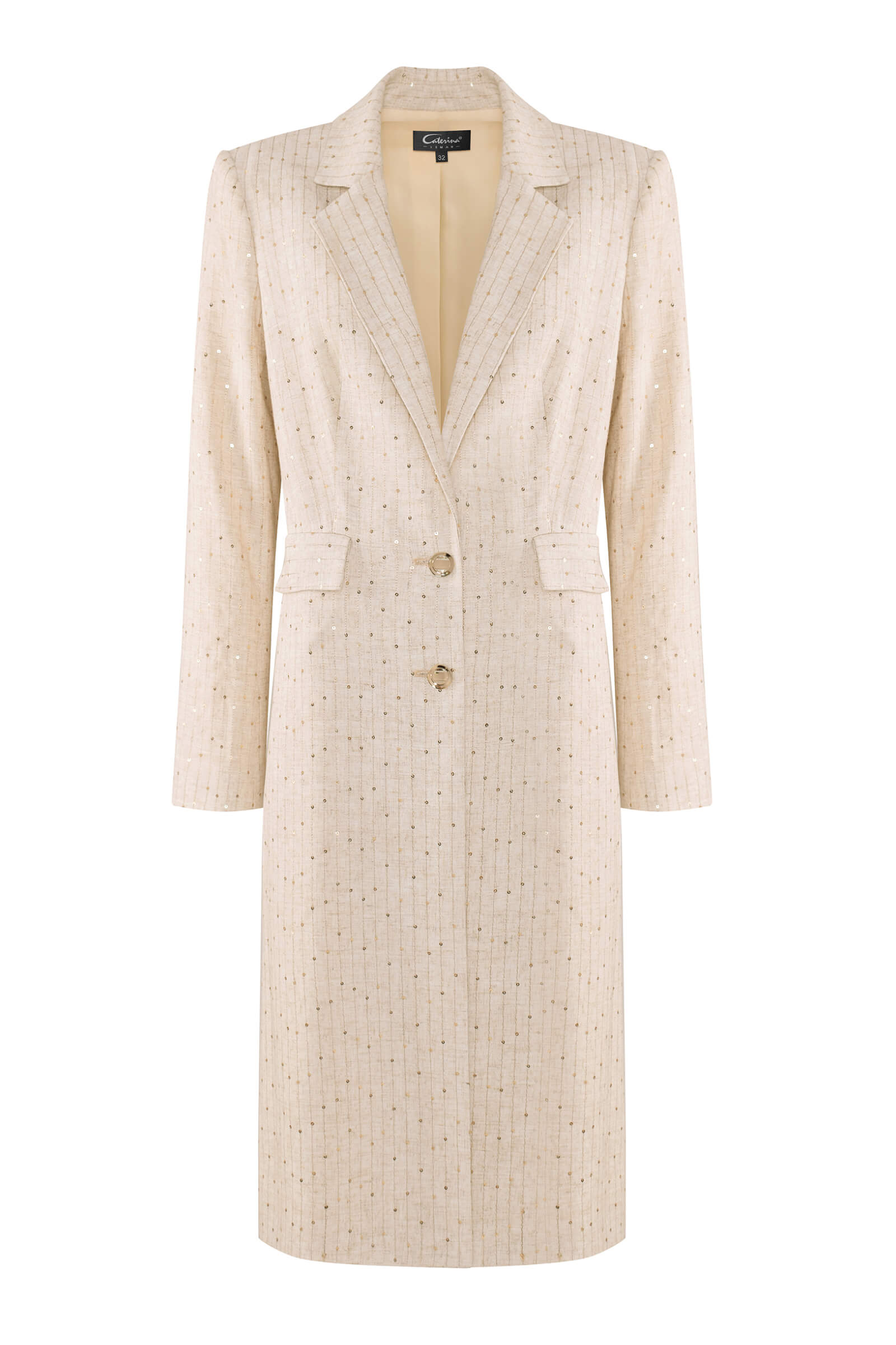 Удлиненный плащ с пайетками Цвет Бежевый