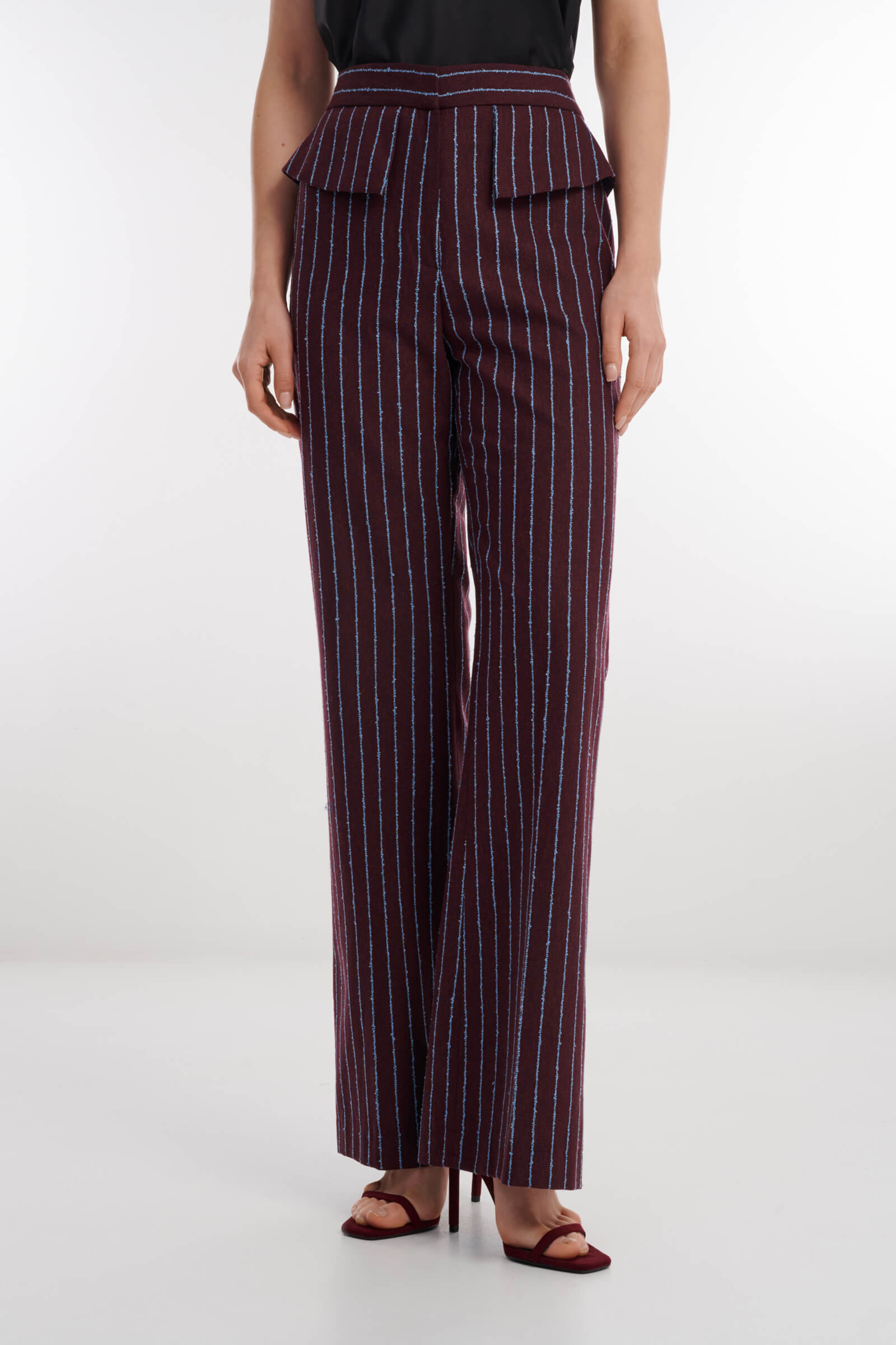 Брюки в полоску Цвет Бордовый