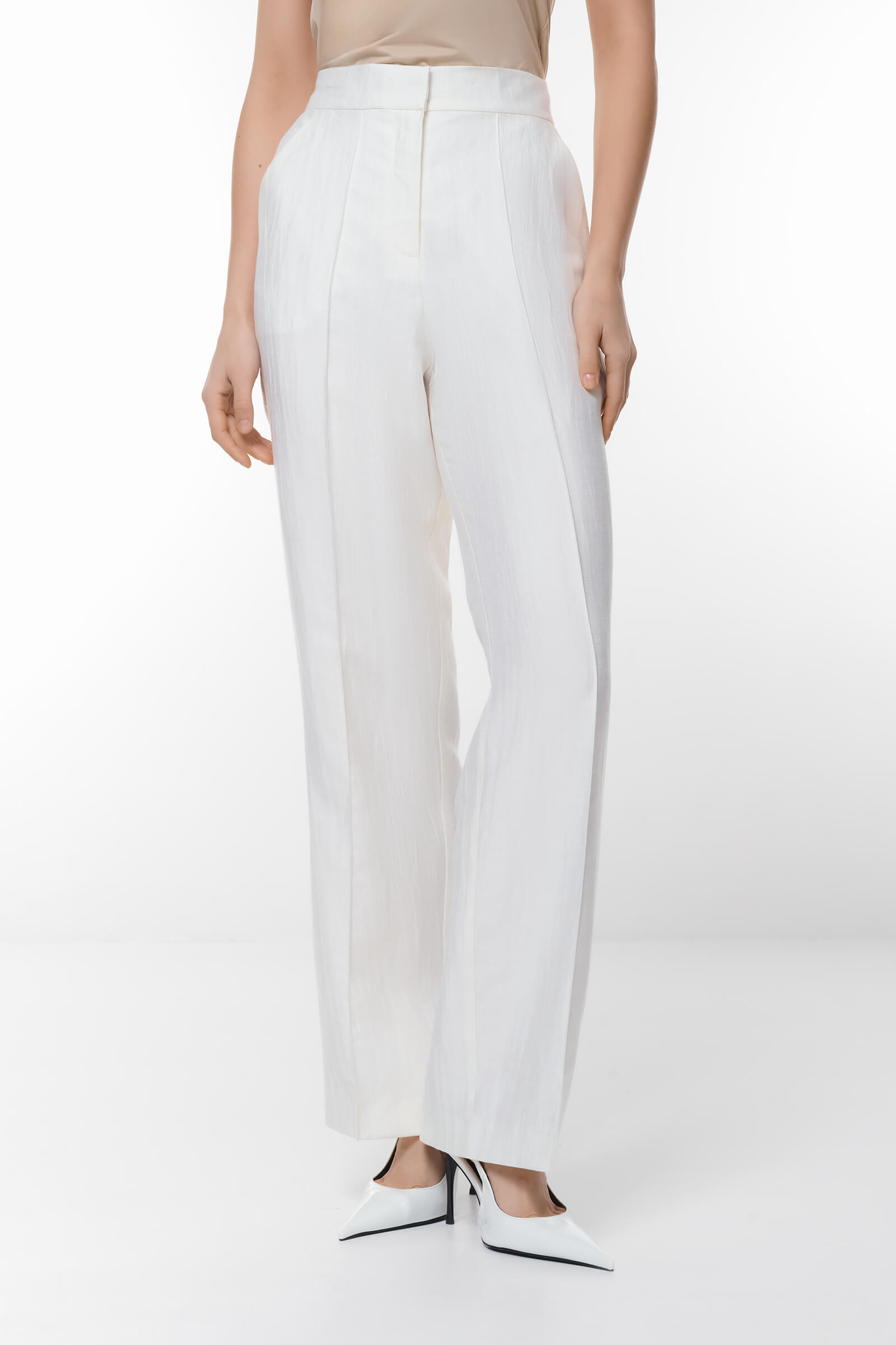 Брюки с добавлением льна Цвет Кремовый