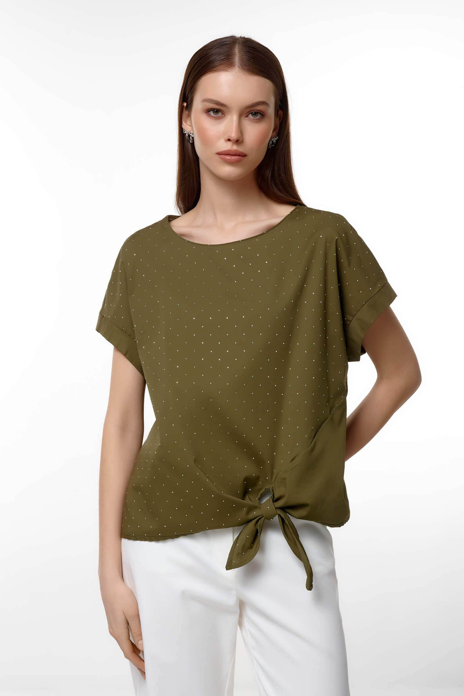 Блузка с коротким рукавом Цвет Зеленый