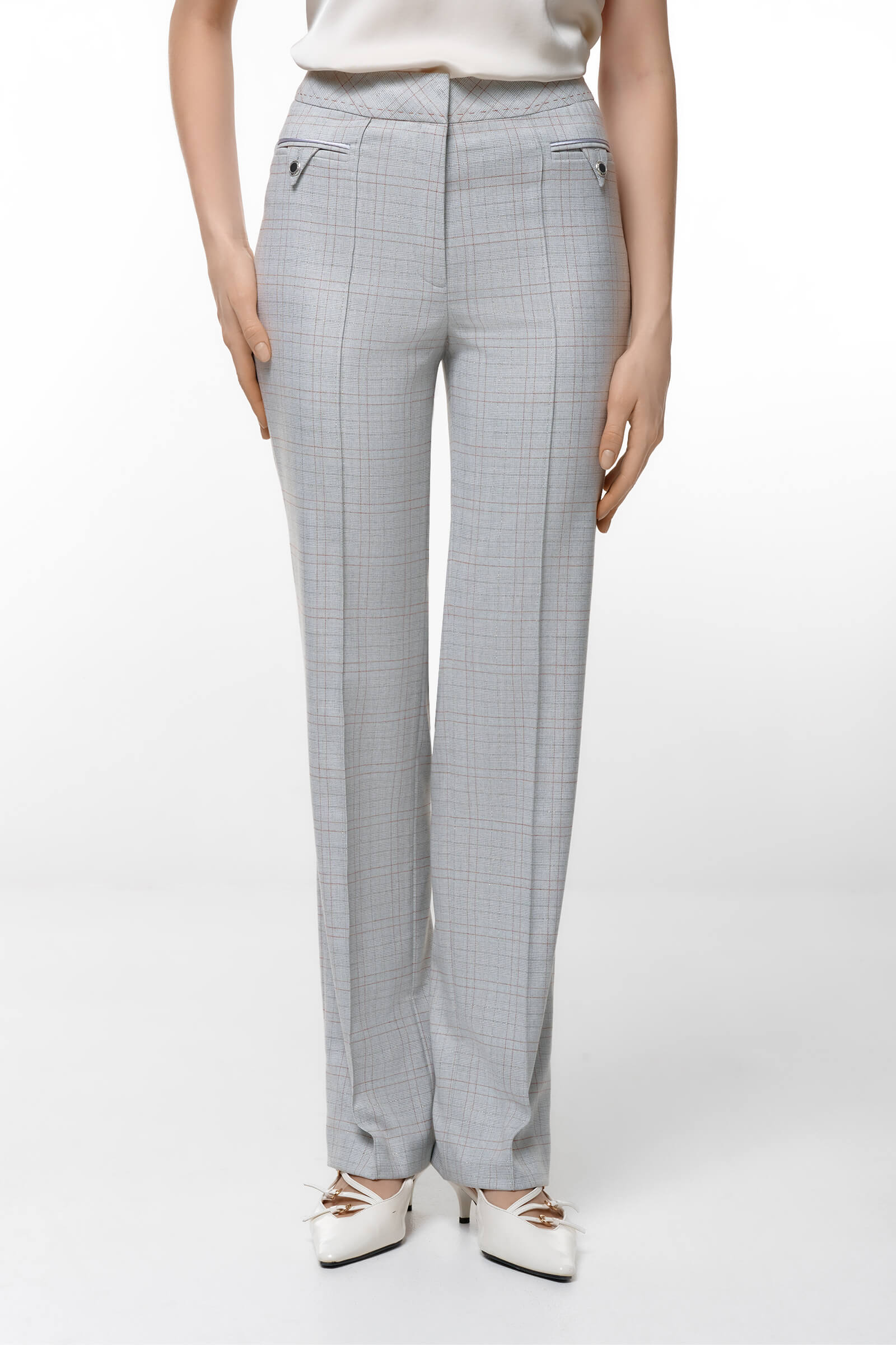 Костюмные брюки в клетку Цвет Серый