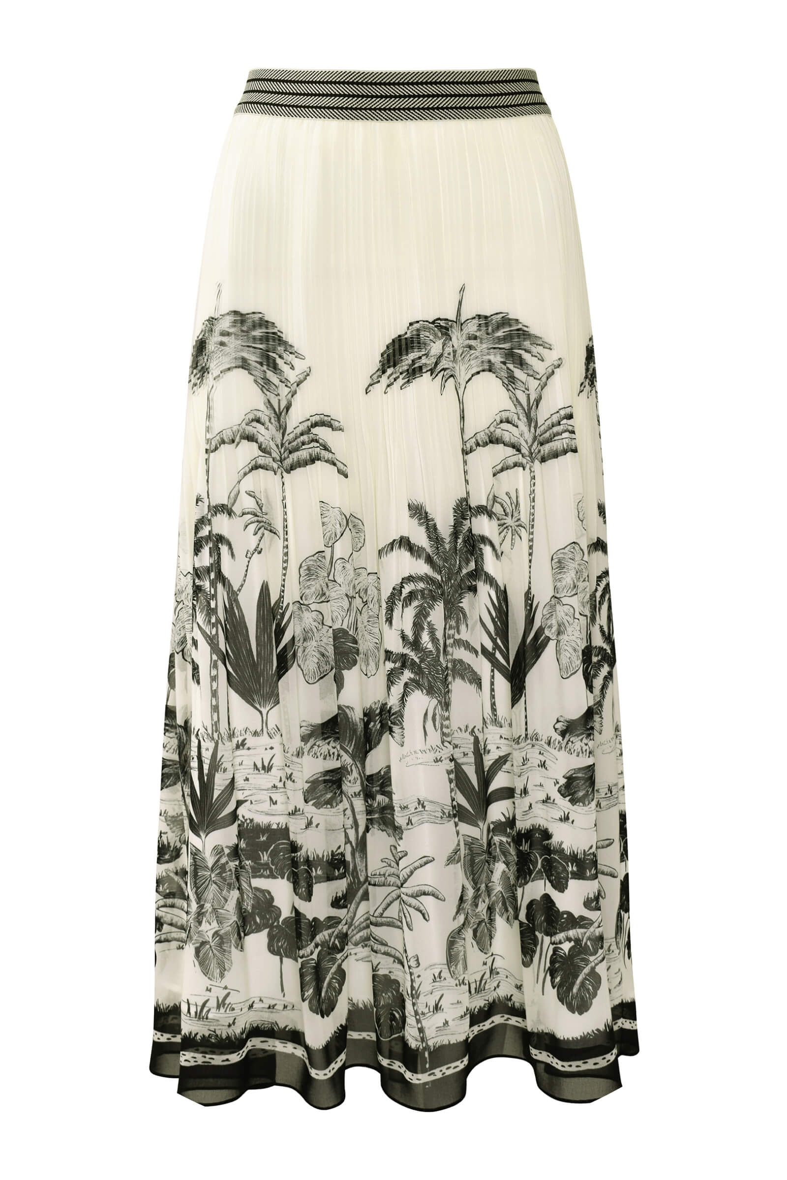 Юбка миди с растительным принтом Цвет Кремовый