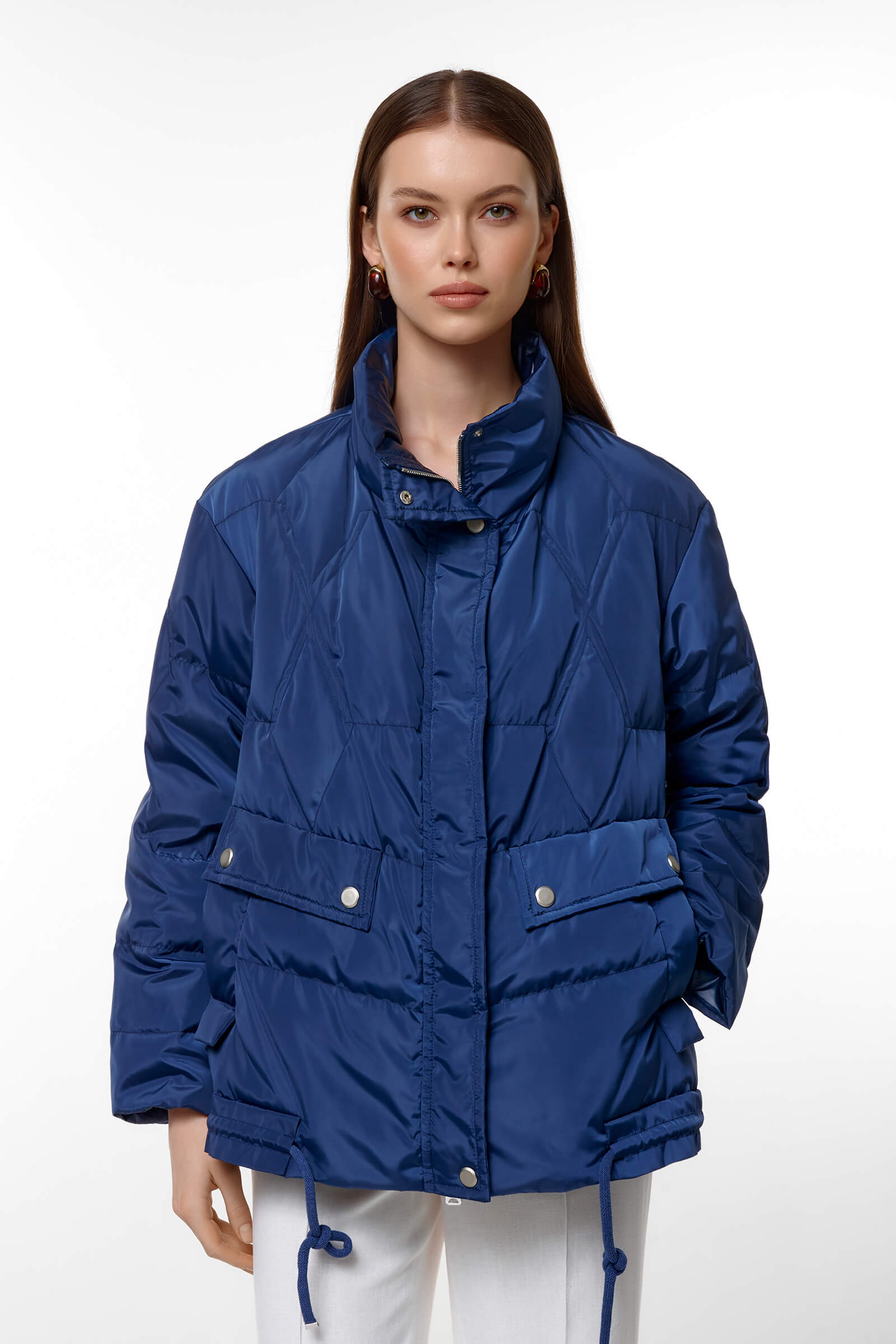 Стеганная куртка на кулиске Цвет Синий