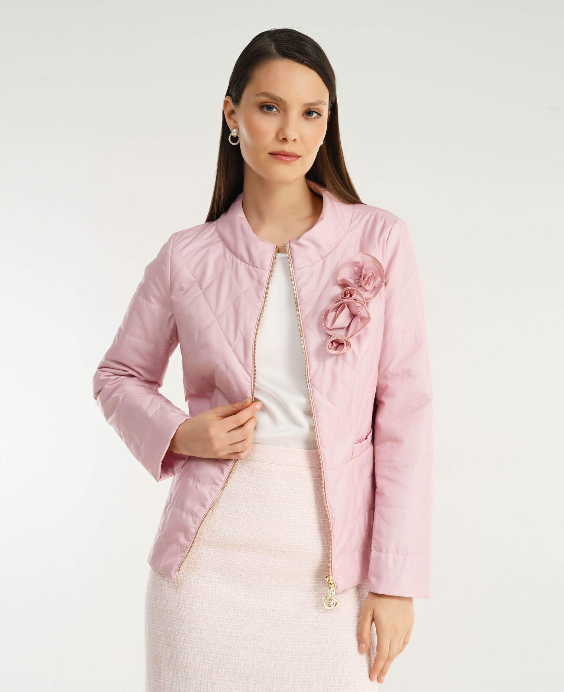 Куртка с воротником-воронкой Цвет Розовый