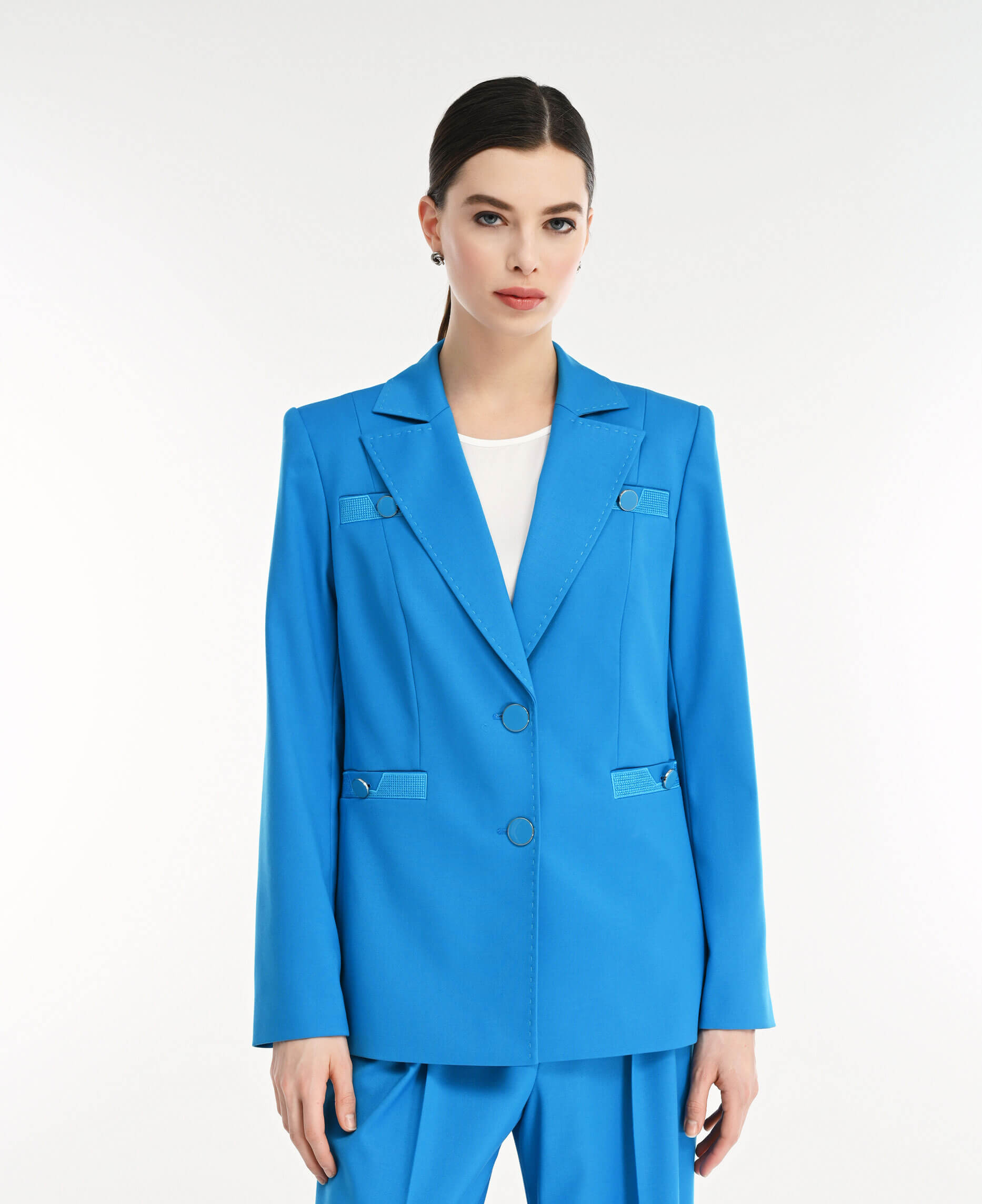 Приталенный пиджак с английским воротником Цвет Голубой