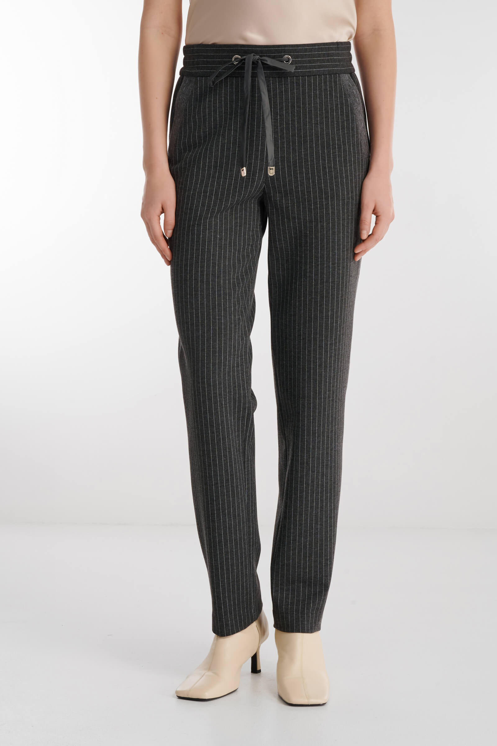 Брюки в полоску из смесовой вискозы Цвет Серый