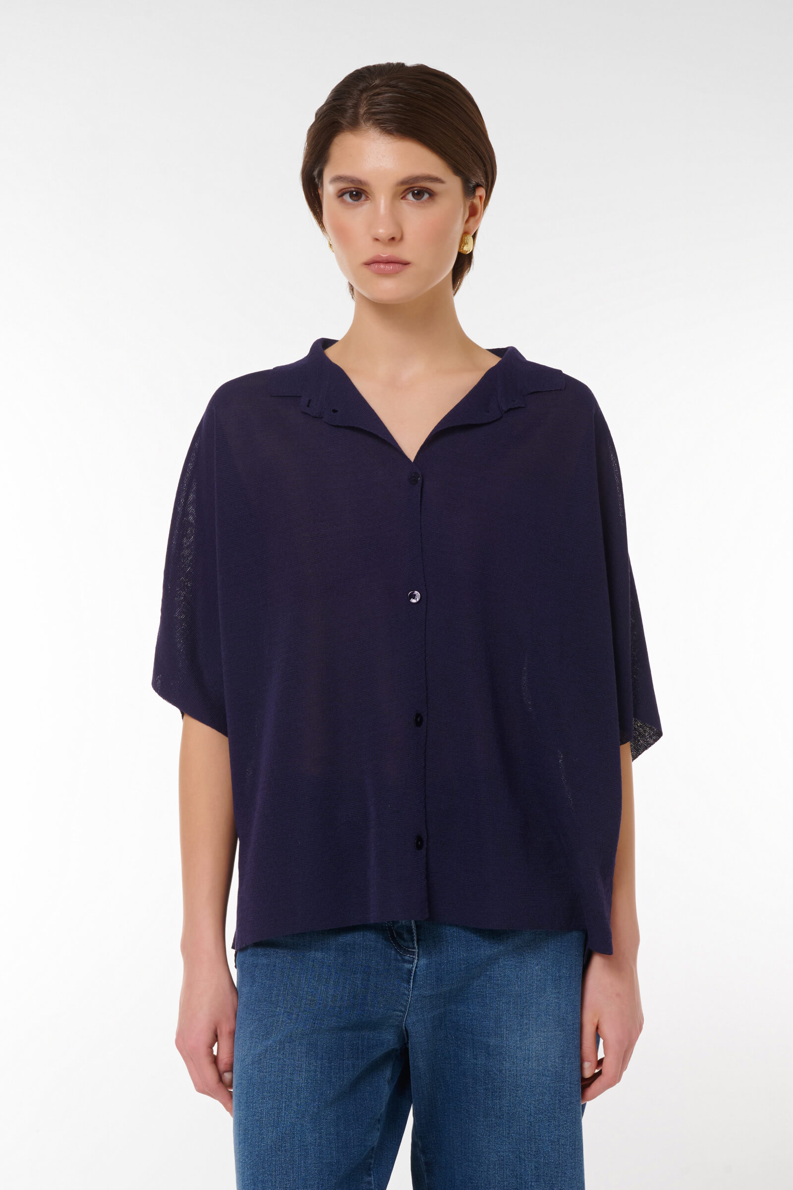 Плащ ассиметричного кроя Цвет Синий