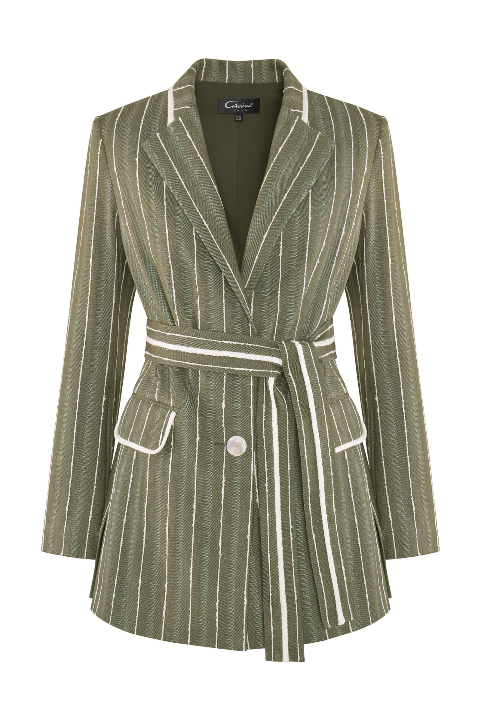 Приталенный жакет с поясом Цвет Зеленый