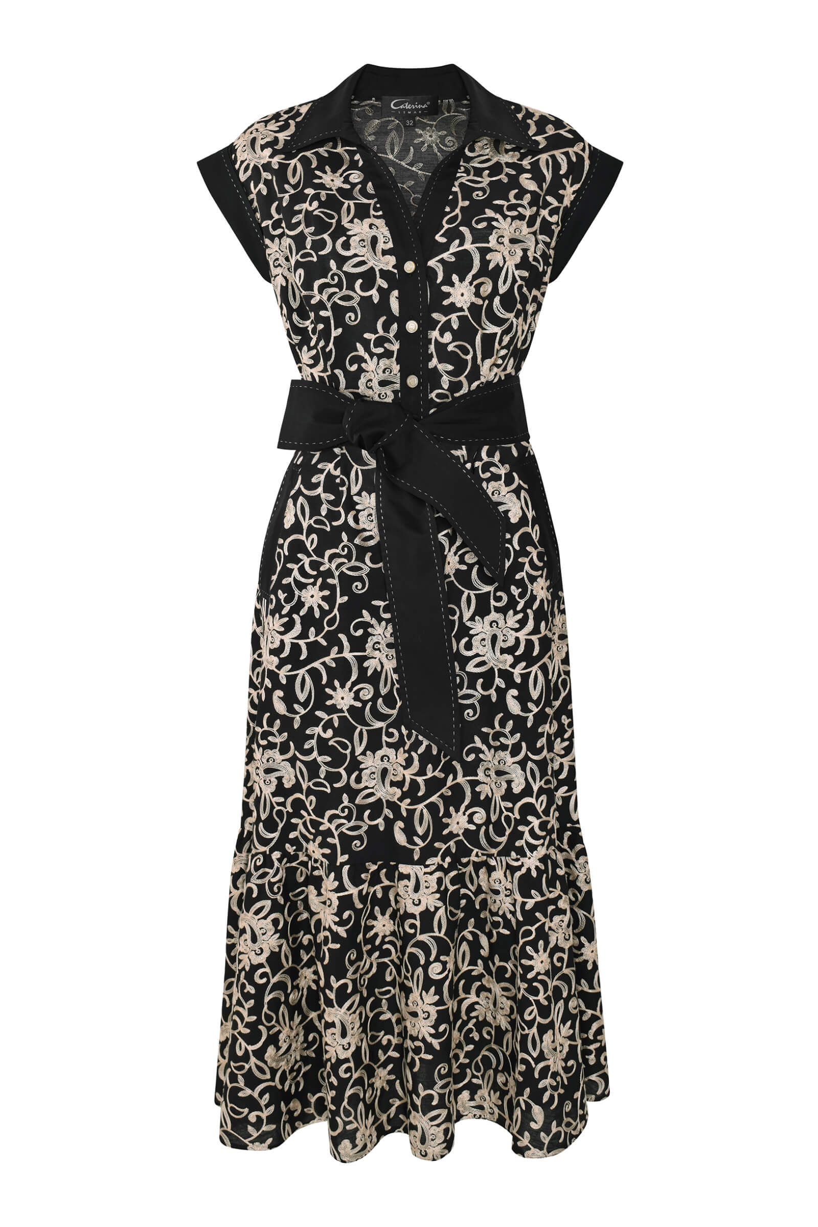 Платье с вышивкой Цвет Черный