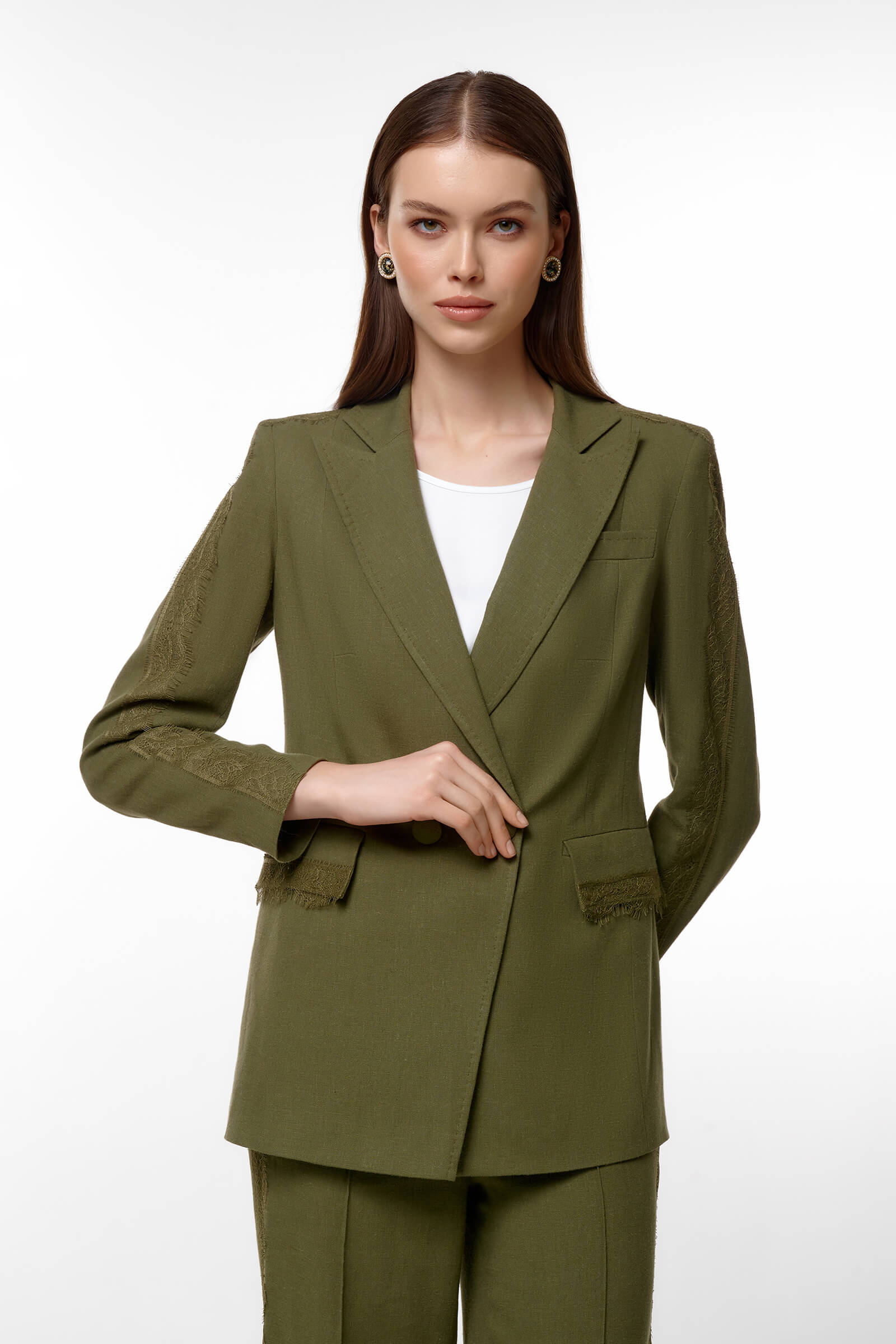 Жакет из вискозы и льна Цвет Зеленый