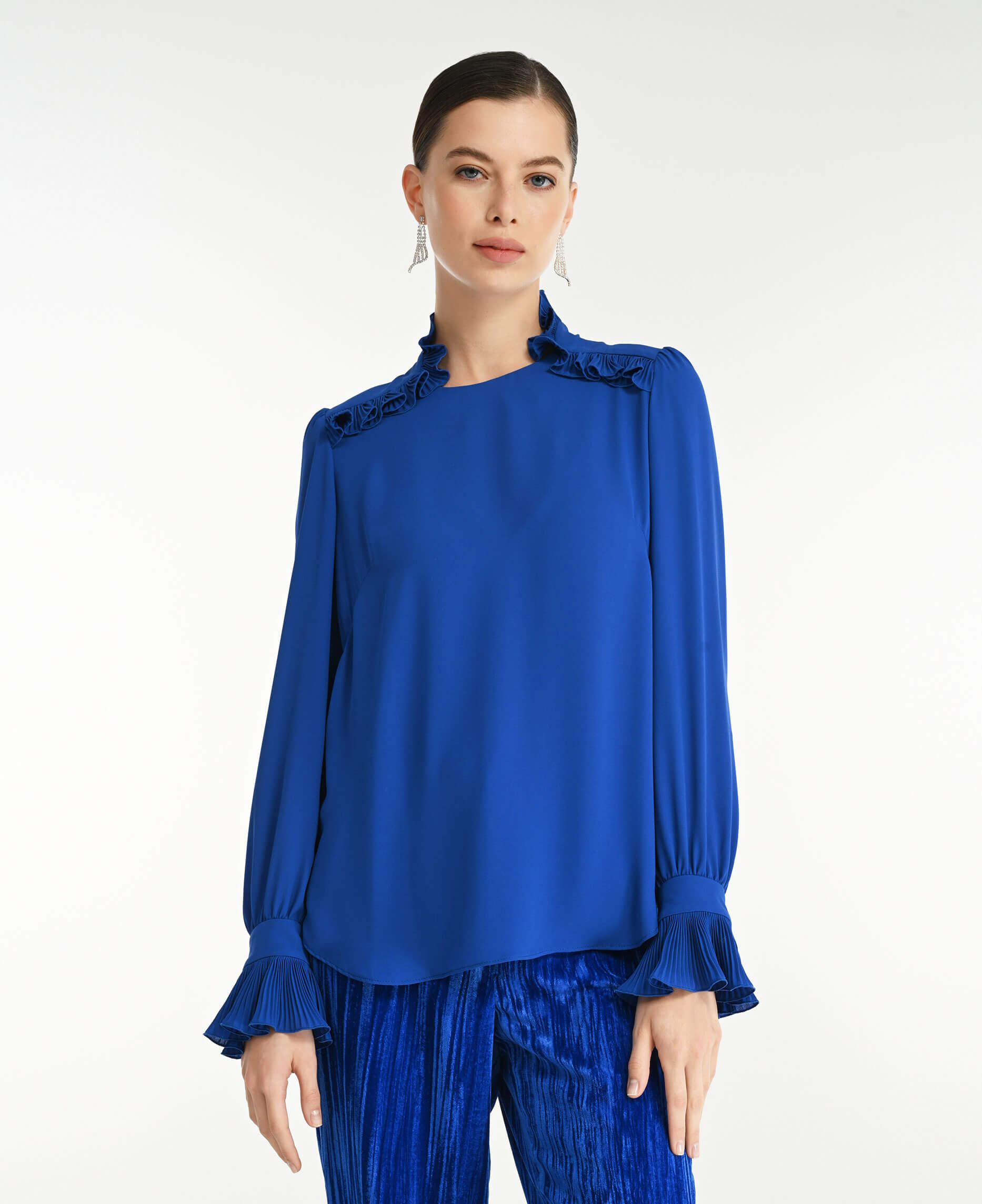 Блузка с воланами Цвет Синий