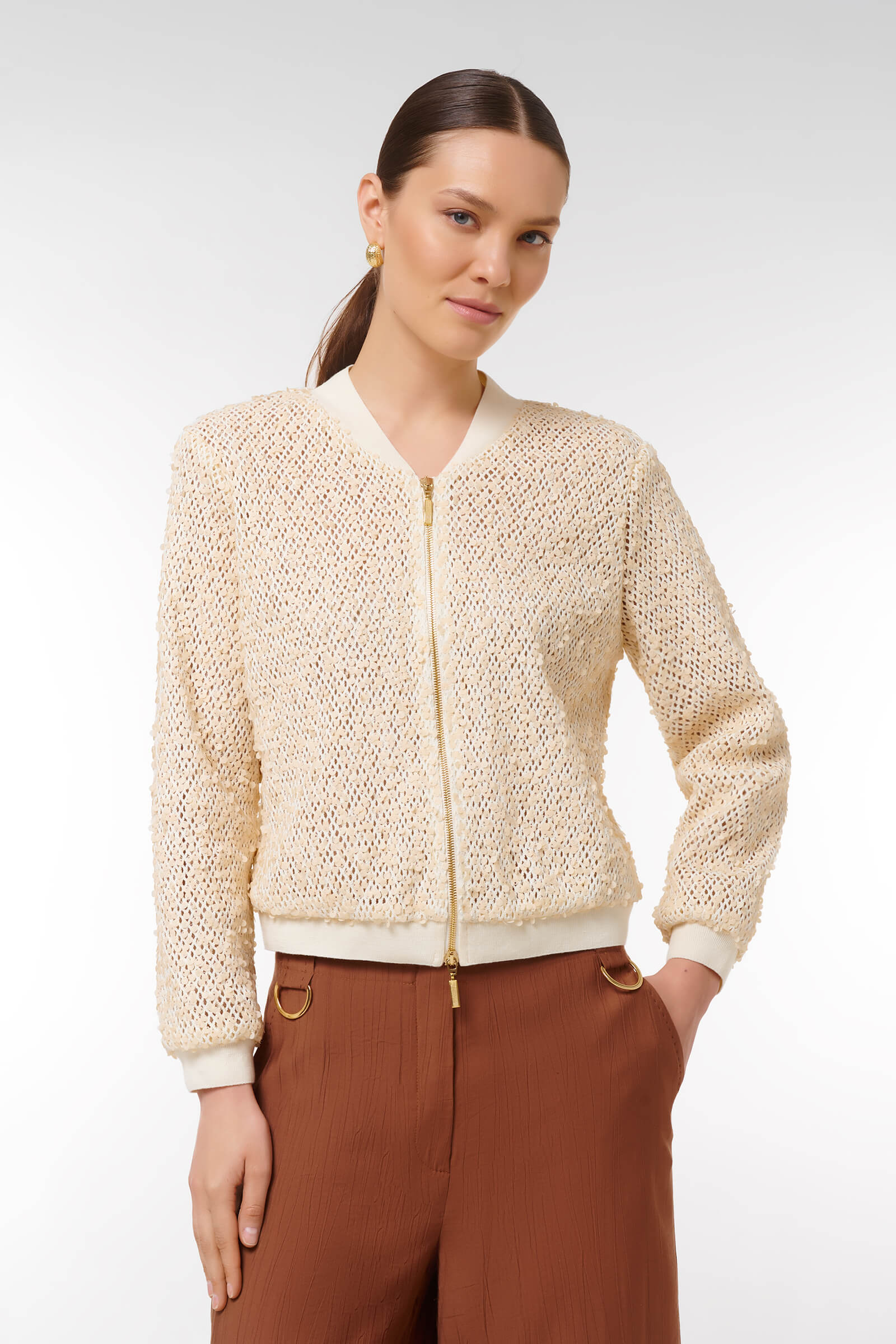 Жакет с паетками Цвет Бежевый