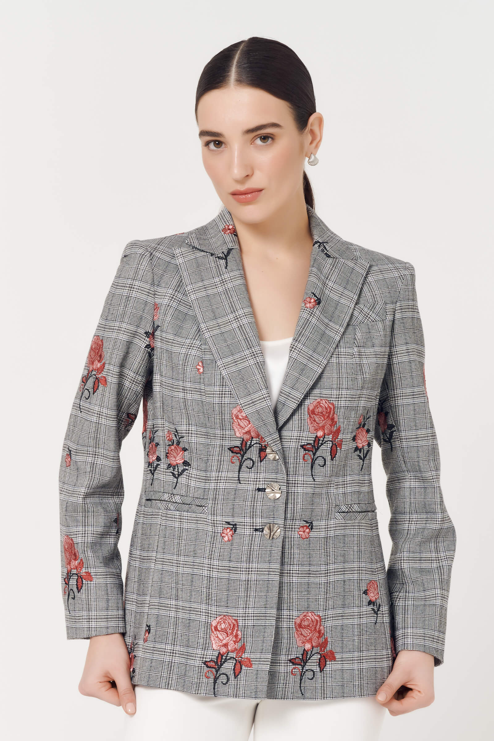 Пиджак с комбинированным принтом Цвет Серый
