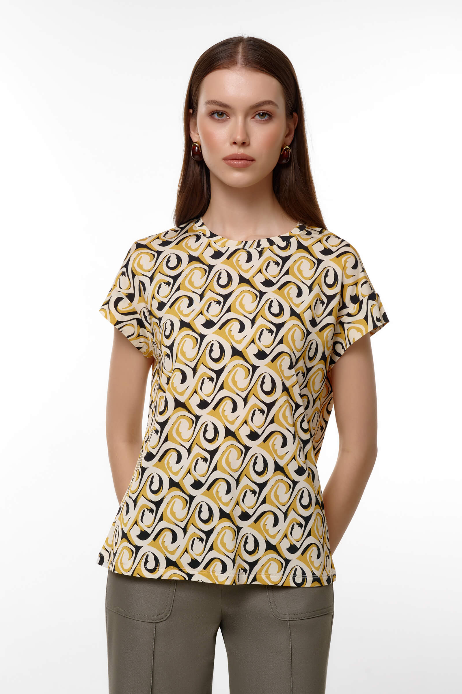 Блузка с абстрактным принтом Цвет Мультиколор