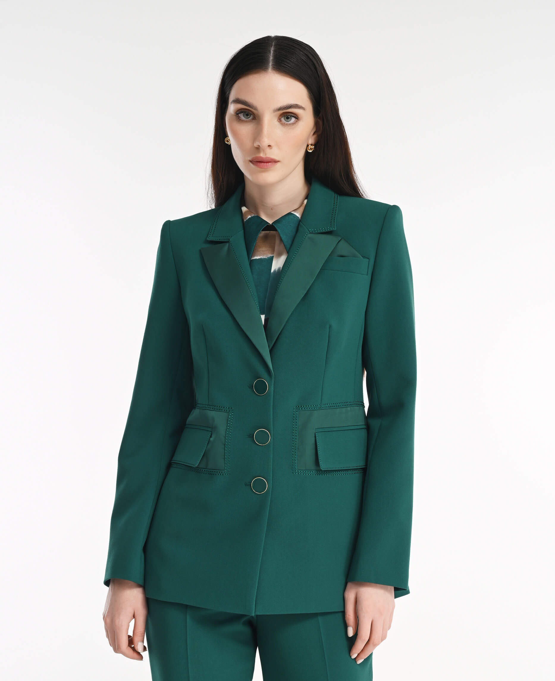 Пиджак с атласными деталями Цвет Зеленый
