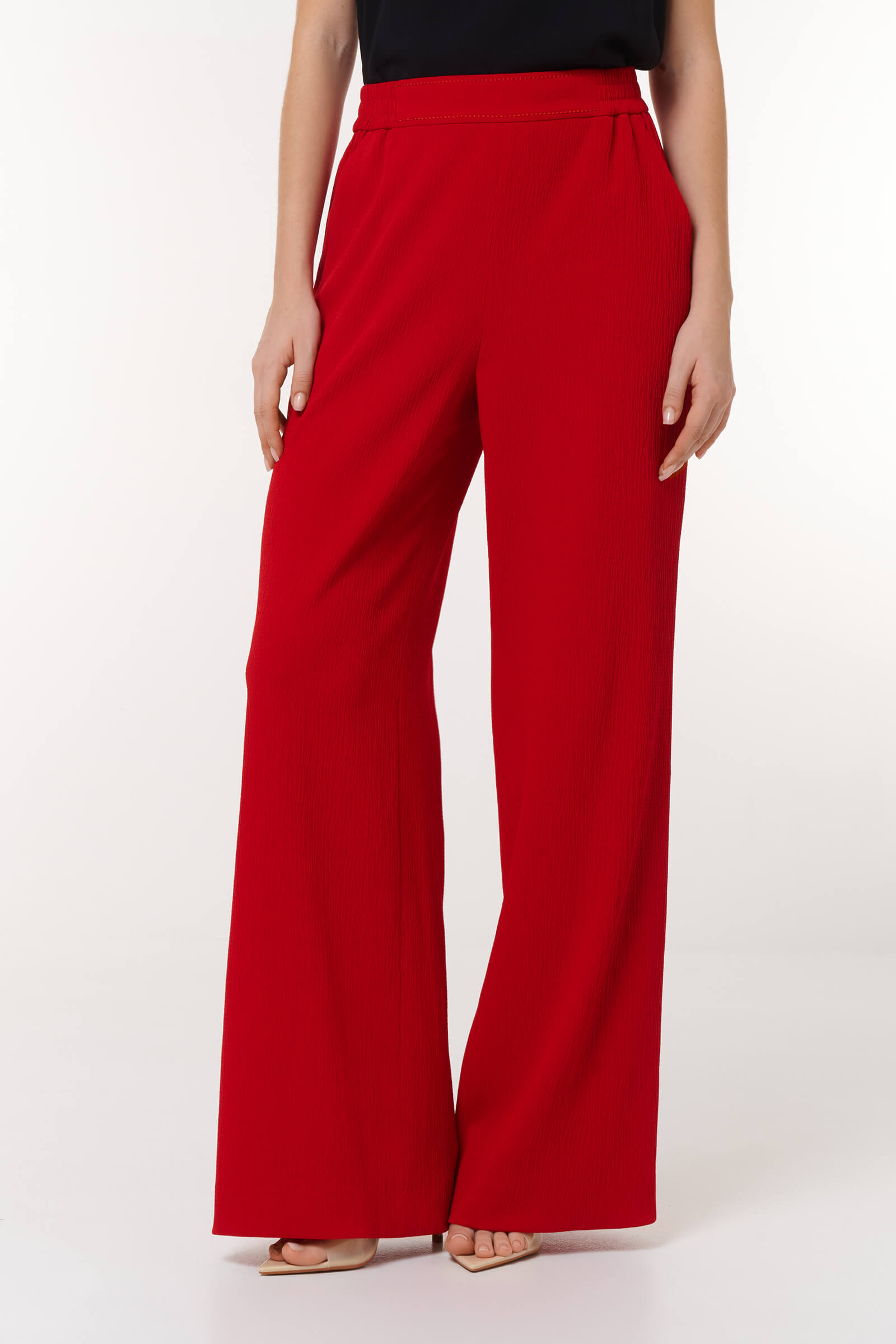Широкие брюки на резинке Цвет Красный