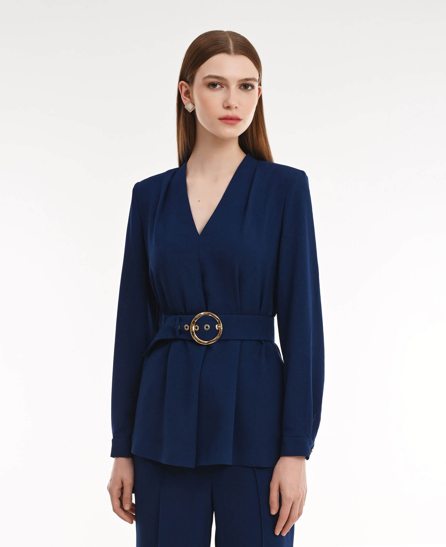 Блузка с V-образным вырезом Цвет Синий