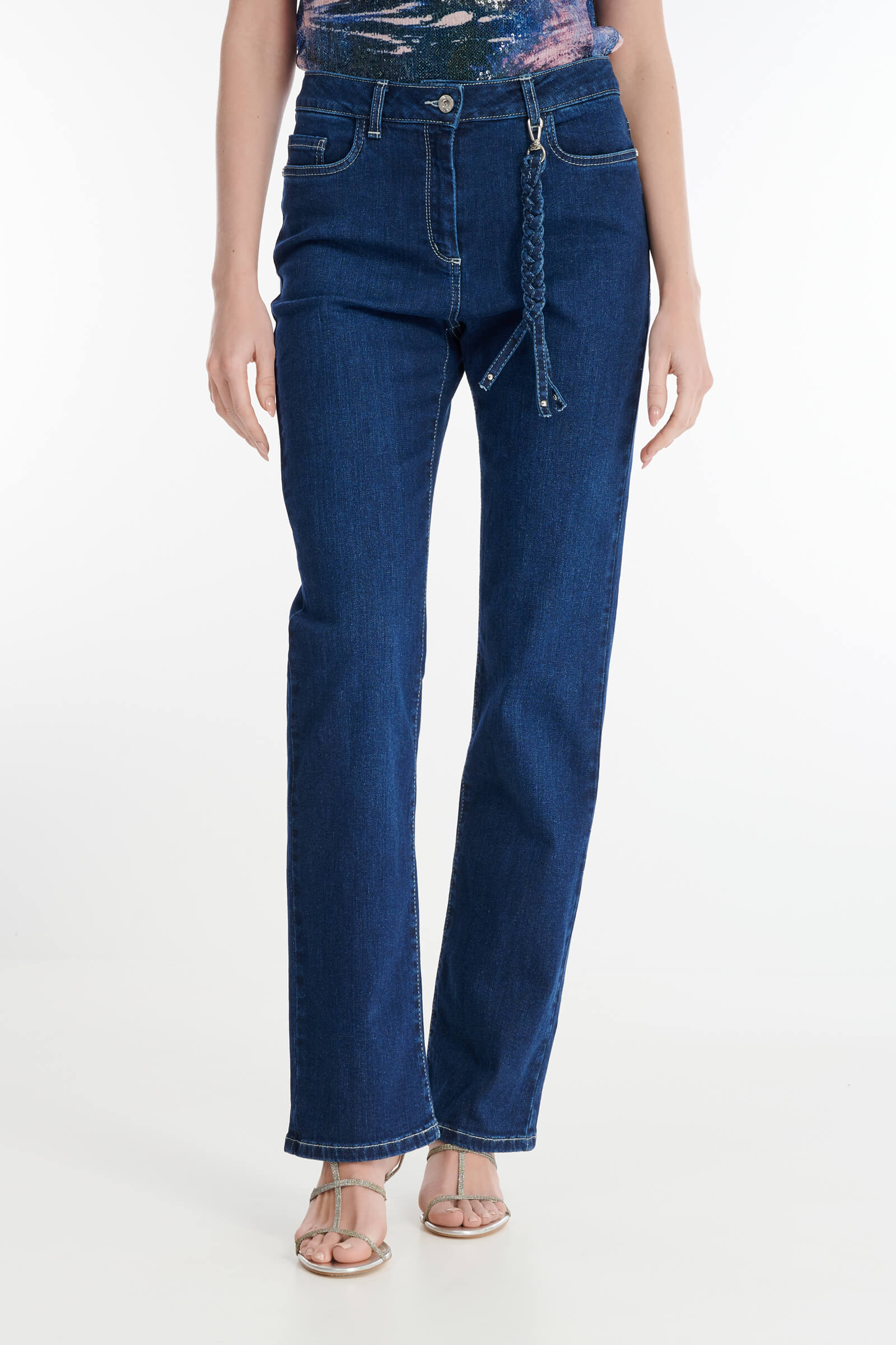 Прямые джинсы со съемным декором Цвет Синий