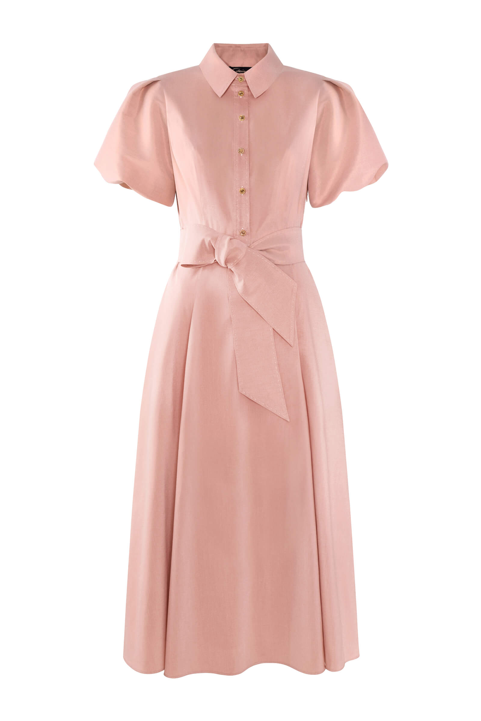 Платье миди с поясом Цвет Розовый
