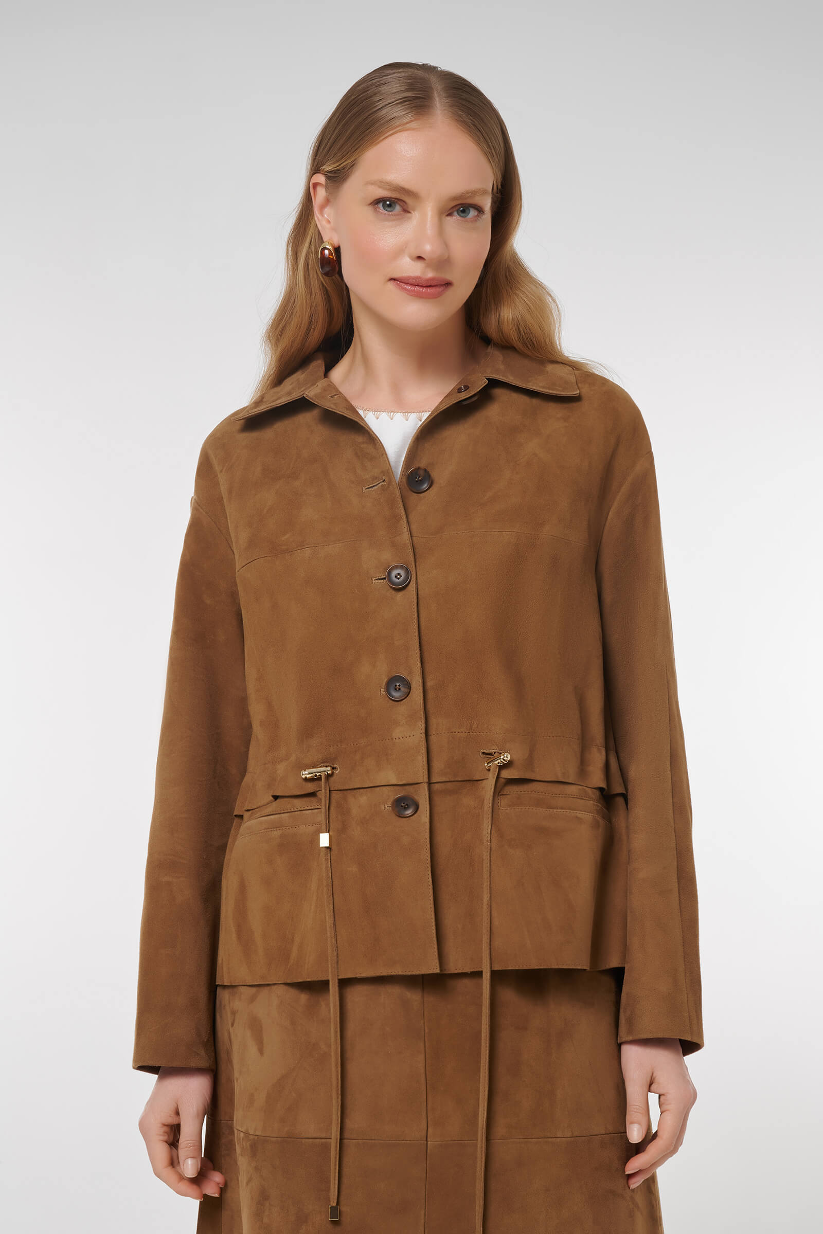 Удлиненная куртка из натуральной кожи Цвет Коричневый