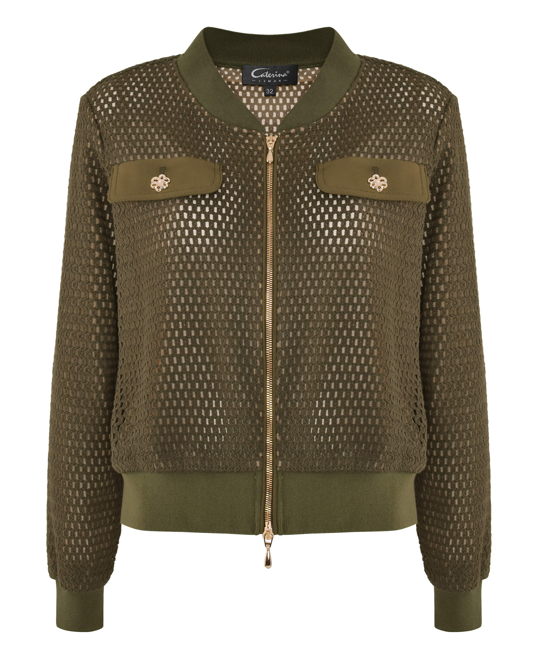 Жакет  на молнии с перфорацией Цвет Зеленый