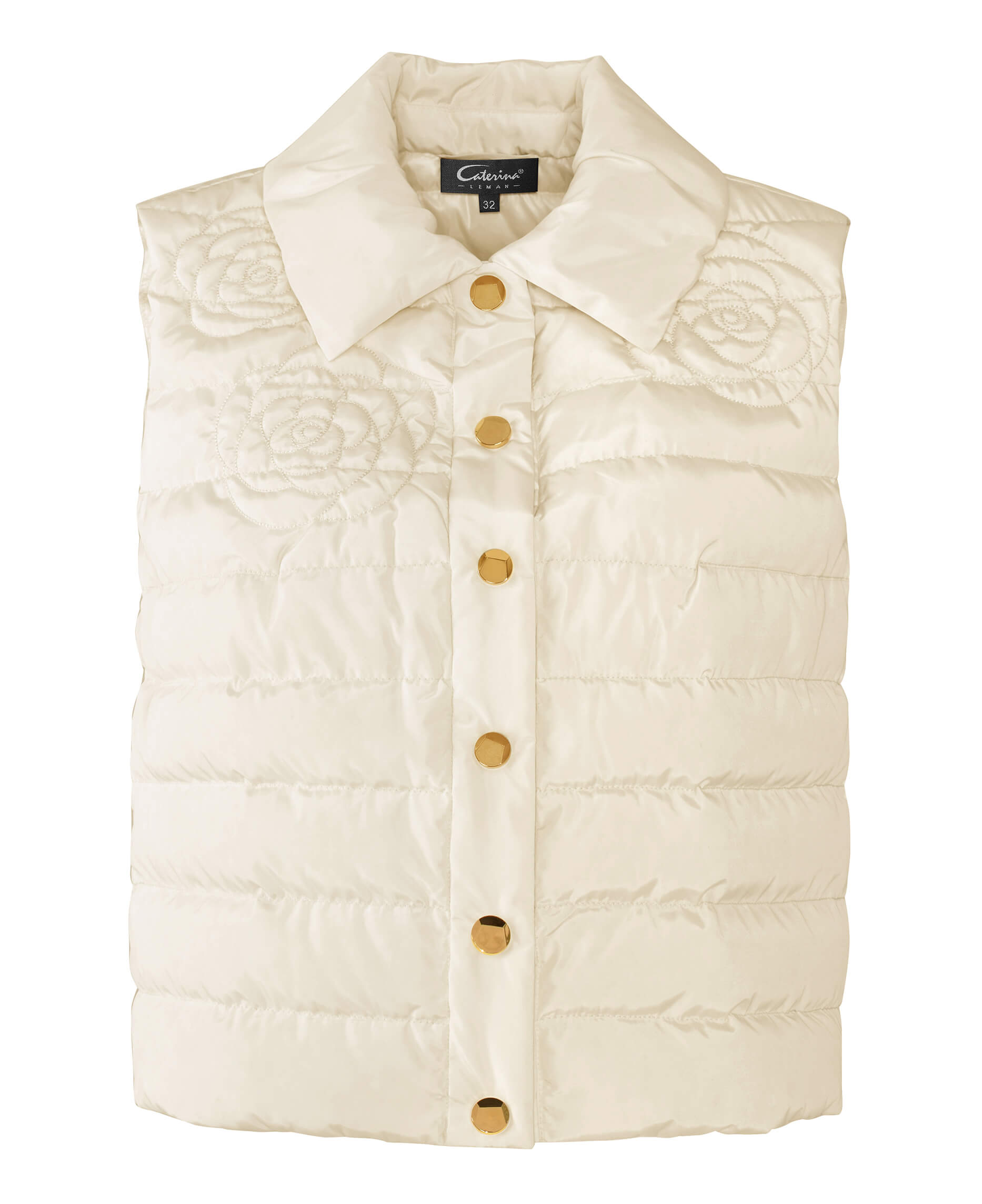 Стеганный жилет с цветочной вышивкой Цвет Бежевый