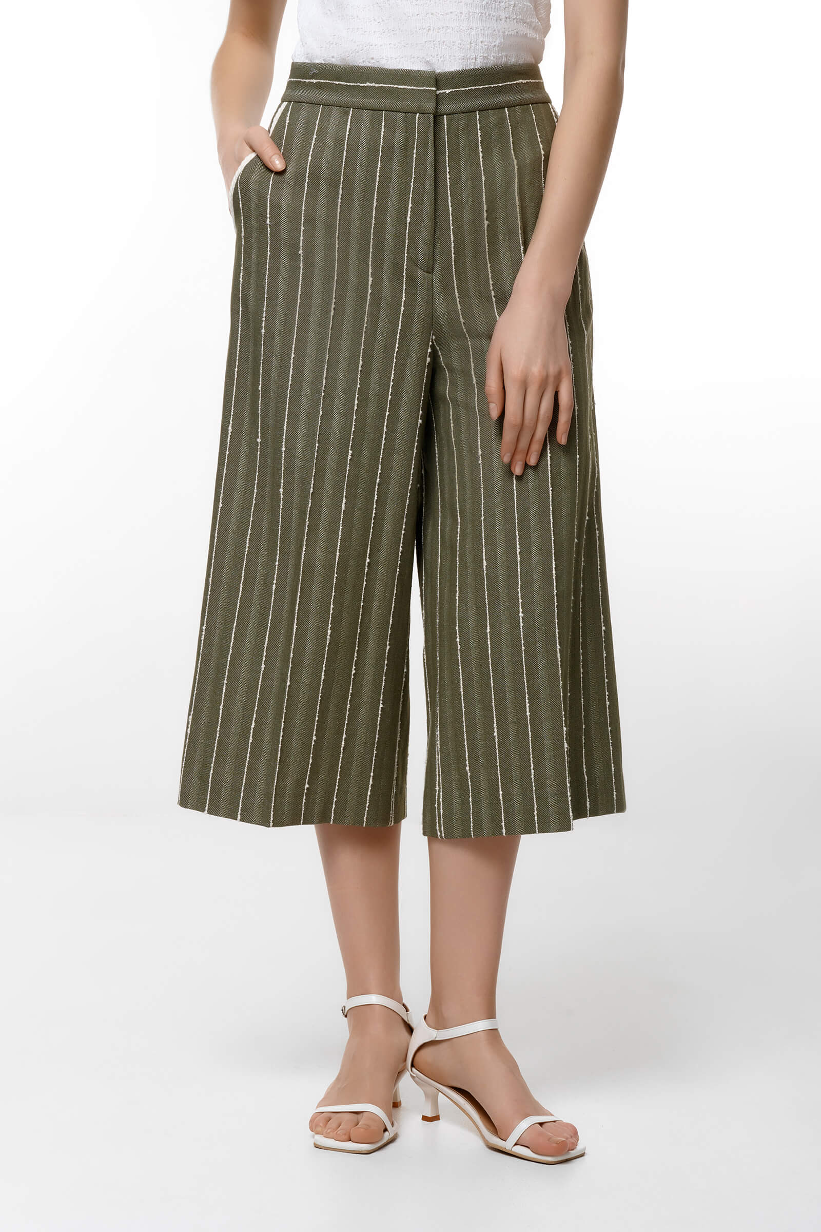 Широкие брюки-кюлоты Цвет Зеленый