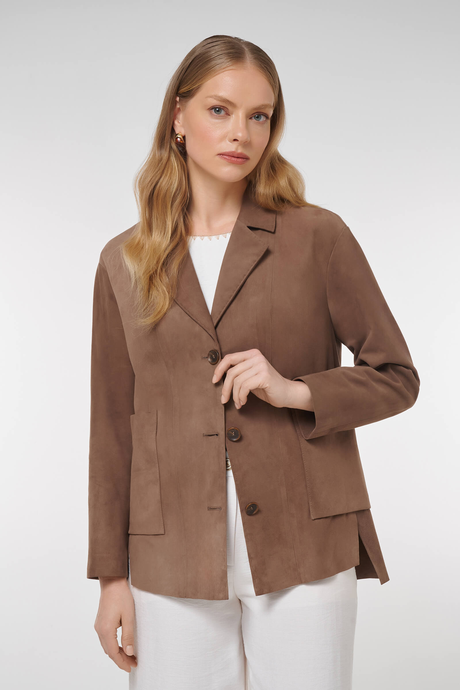 Удлиненная куртка из натуральной кожи Цвет Коричневый