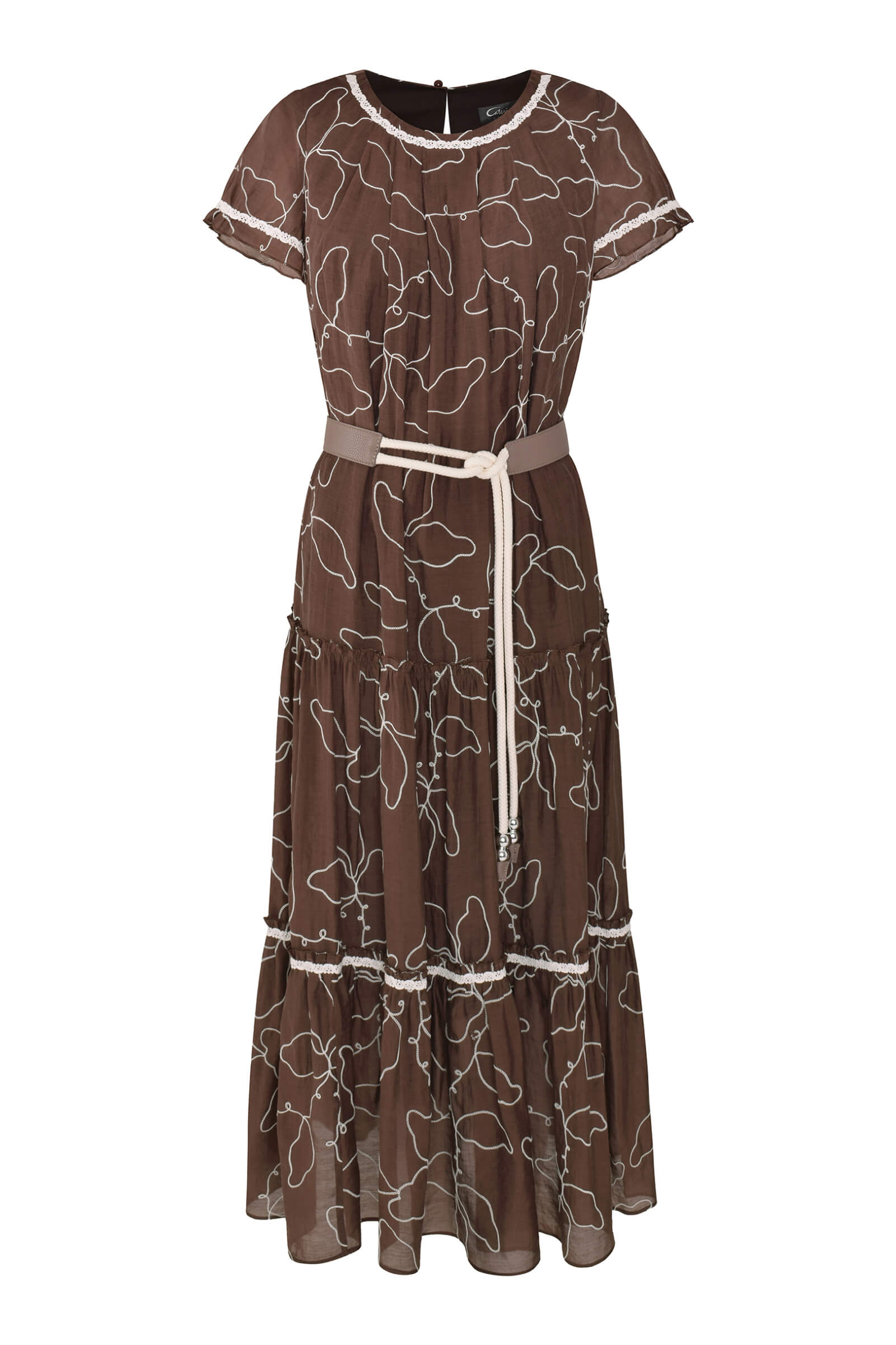 Платье миди с абстрактным узором Цвет Коричневый