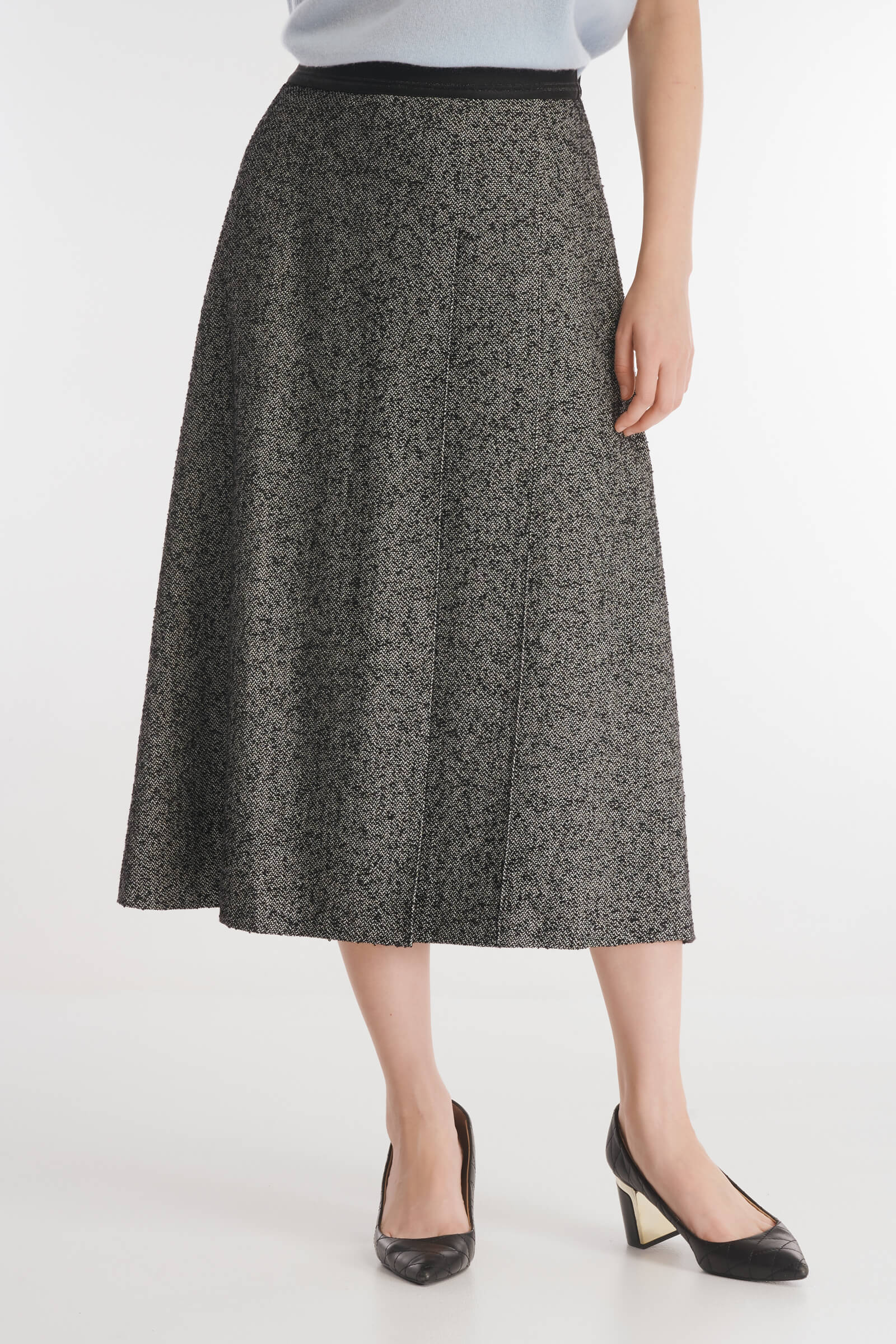 Юбка из смесового хлопка с декоративными складками Цвет Серый