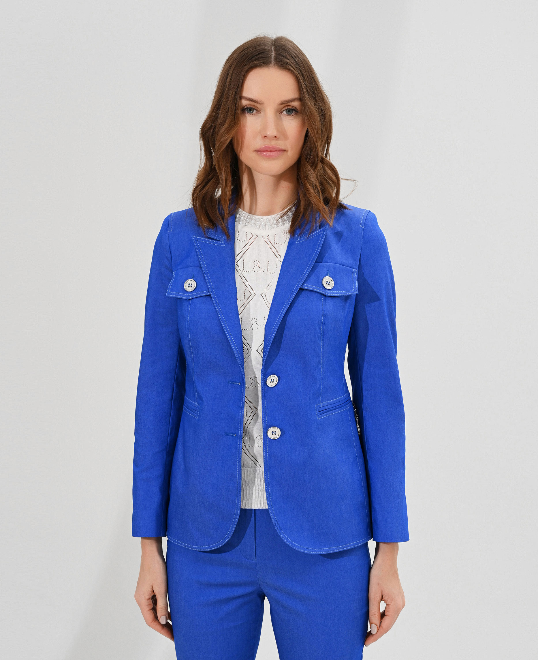 Приталенный пиджак на пуговицах Цвет Синий