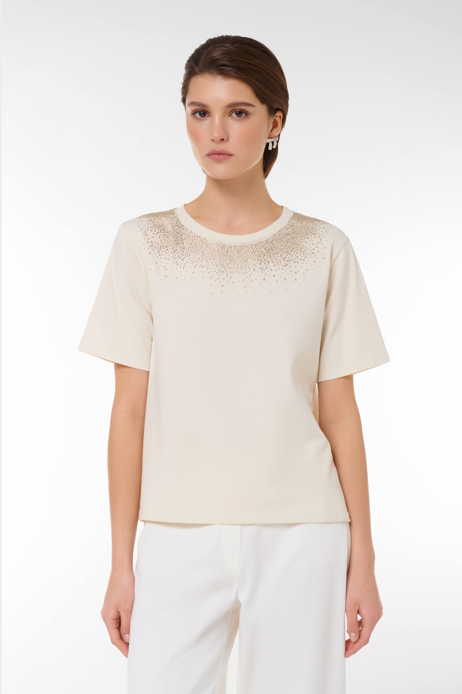 Джемпер со стразами Цвет Бежевый