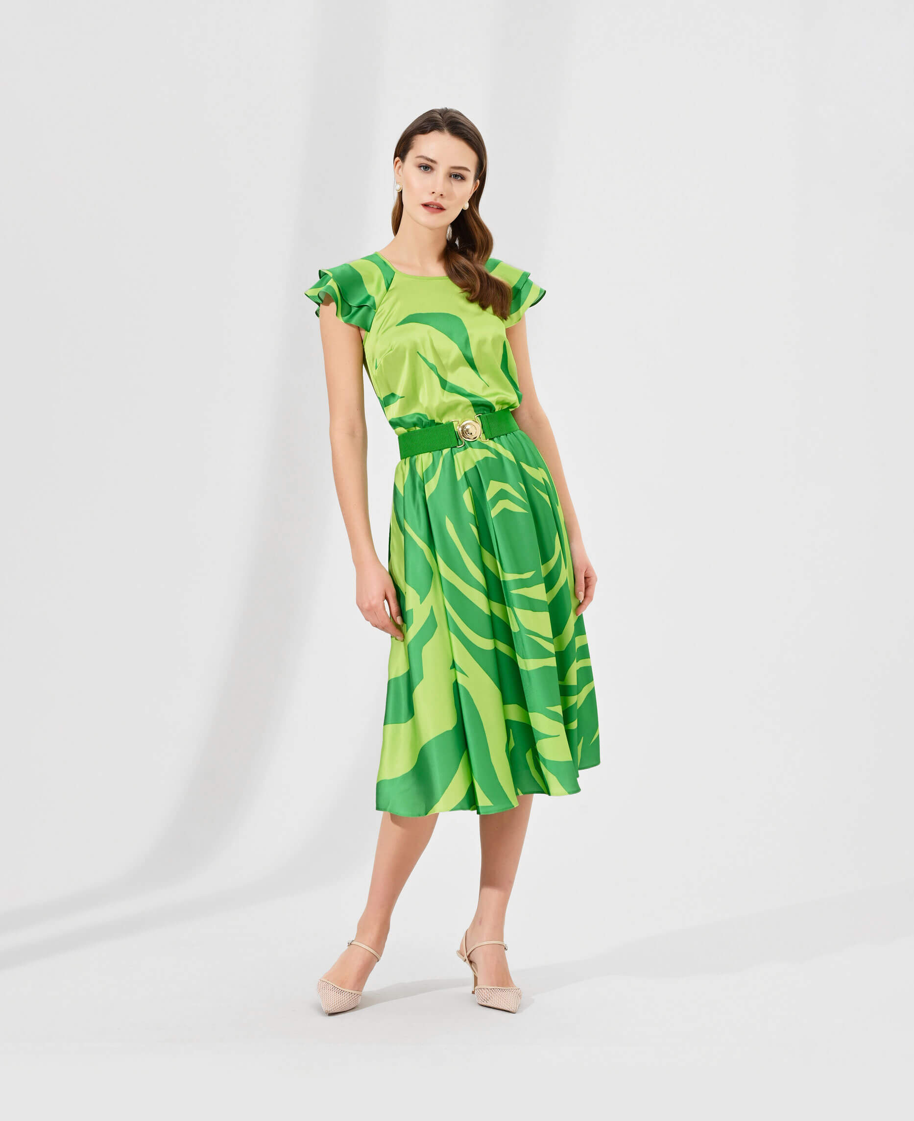 Летнее платье А-силуэта Цвет Зеленый