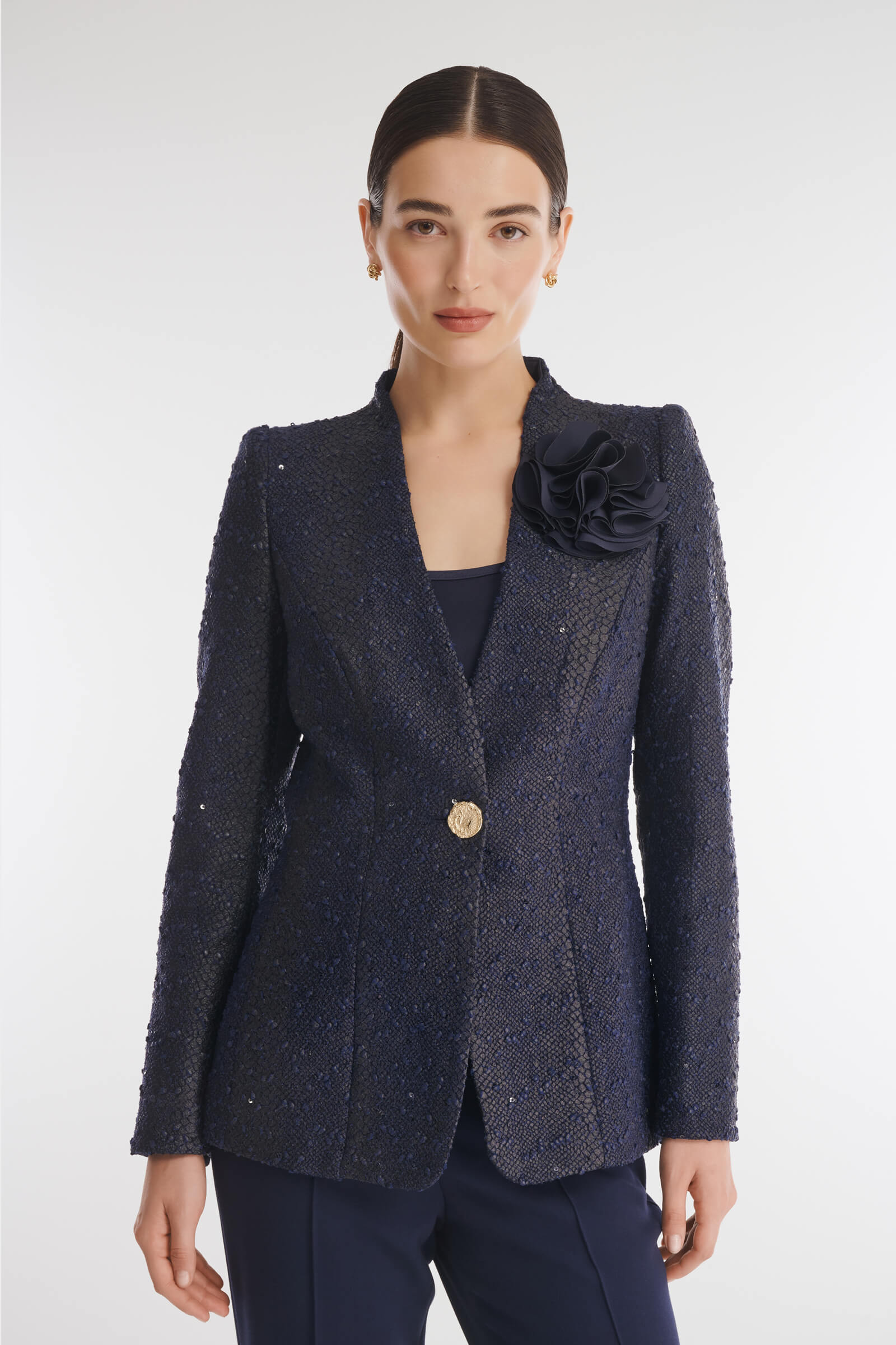 Фактурный жакет на пуговице Цвет Синий