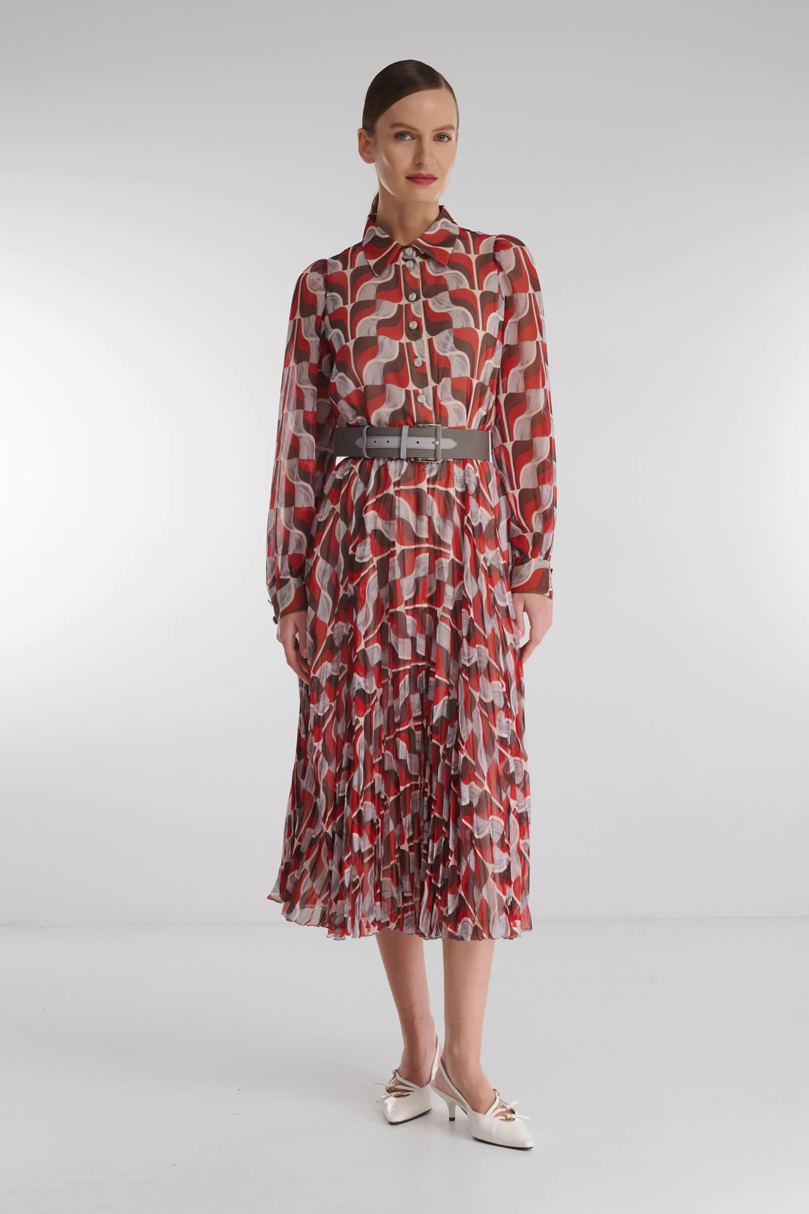 Платье-рубашка с абстрактным принтом Цвет Мультиколор