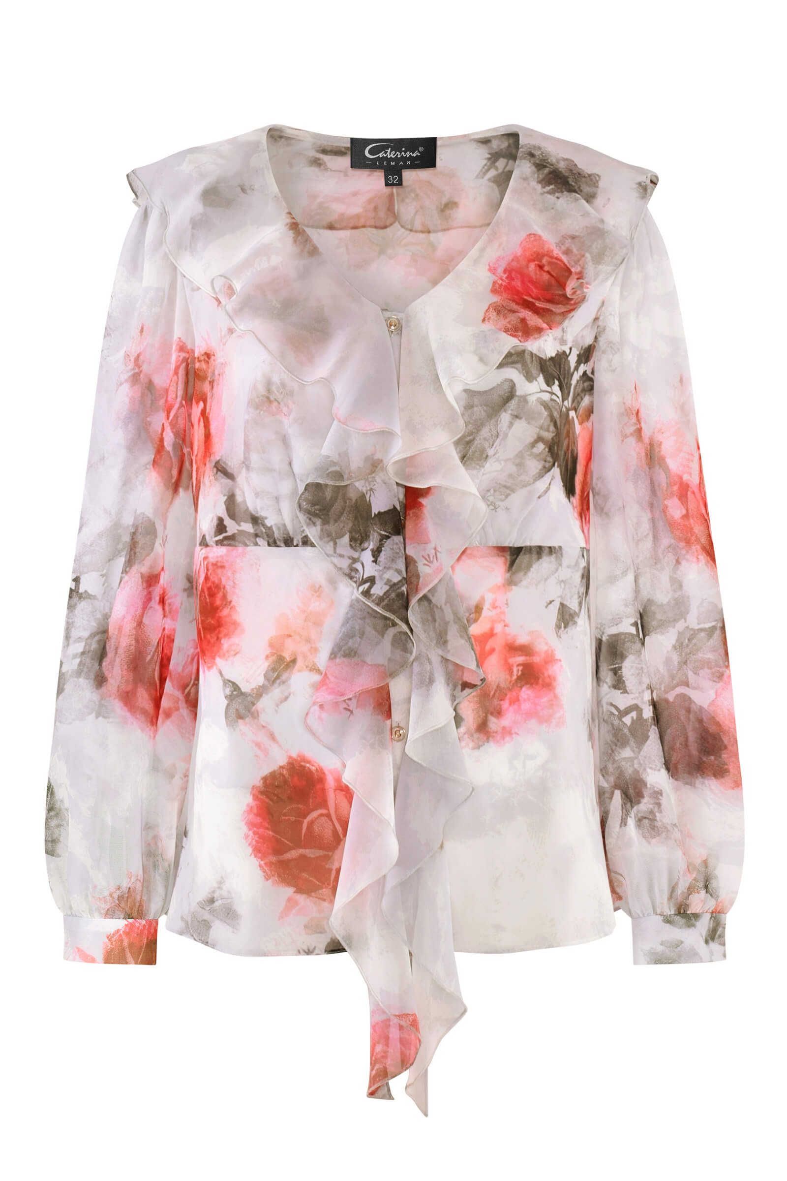 Блузка с воланами и цветочным принтом Цвет Мультиколор