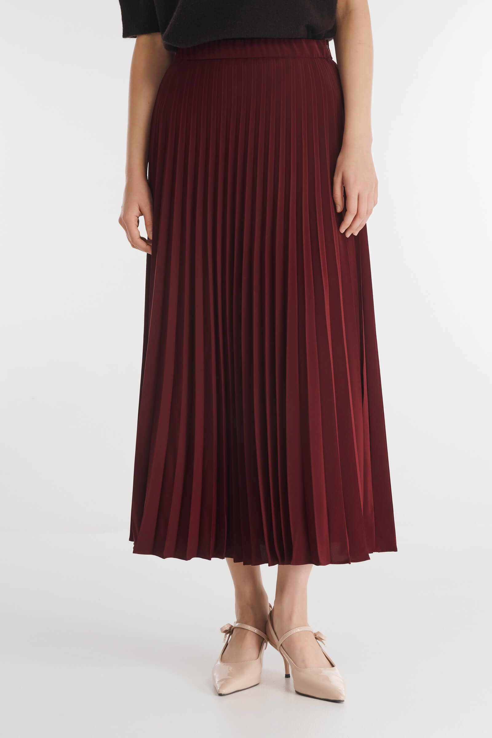Плиссированная юбка из поливискозы Цвет Бордовый