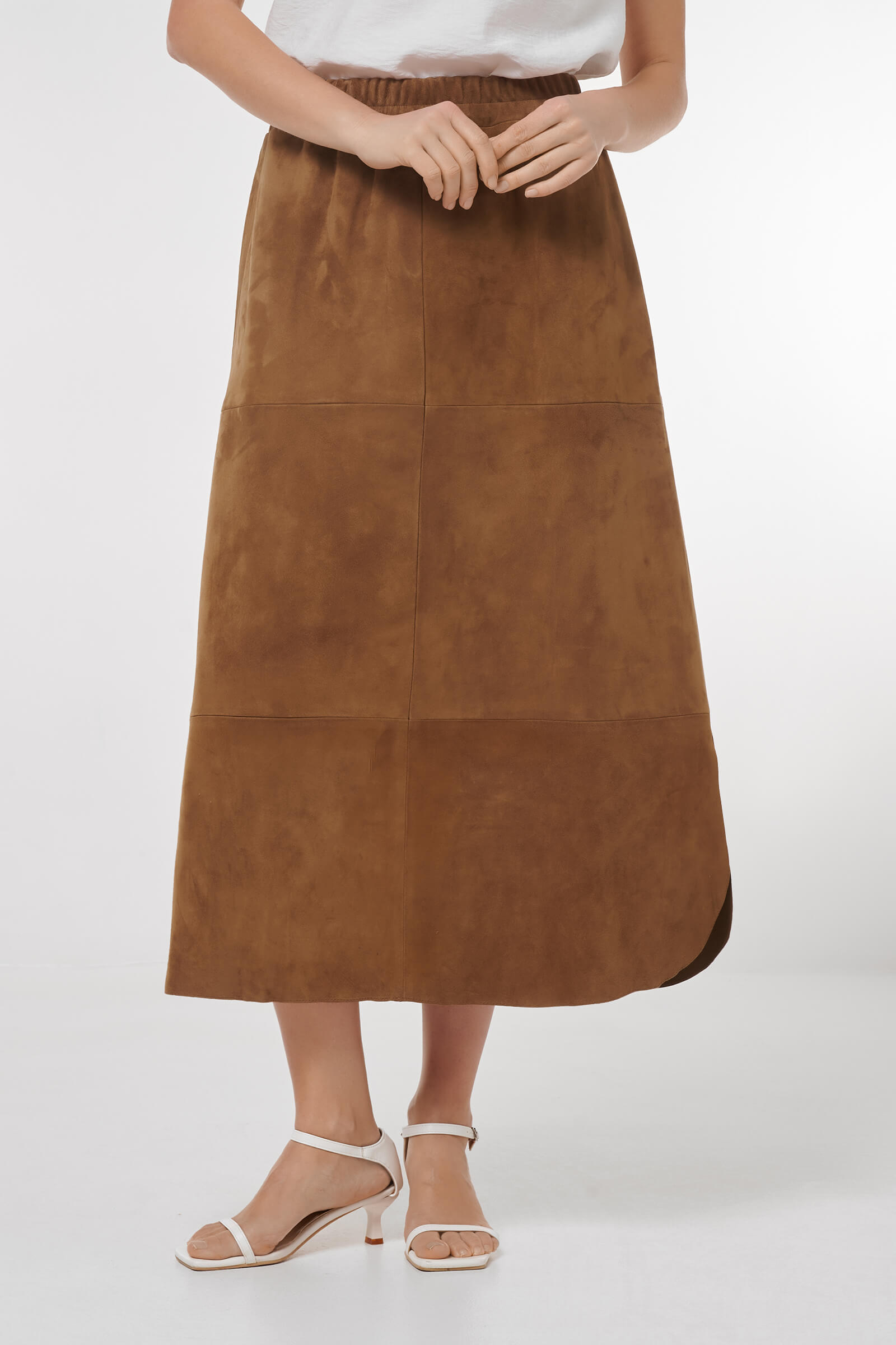 Юбка из натуральной кожи Цвет Коричневый