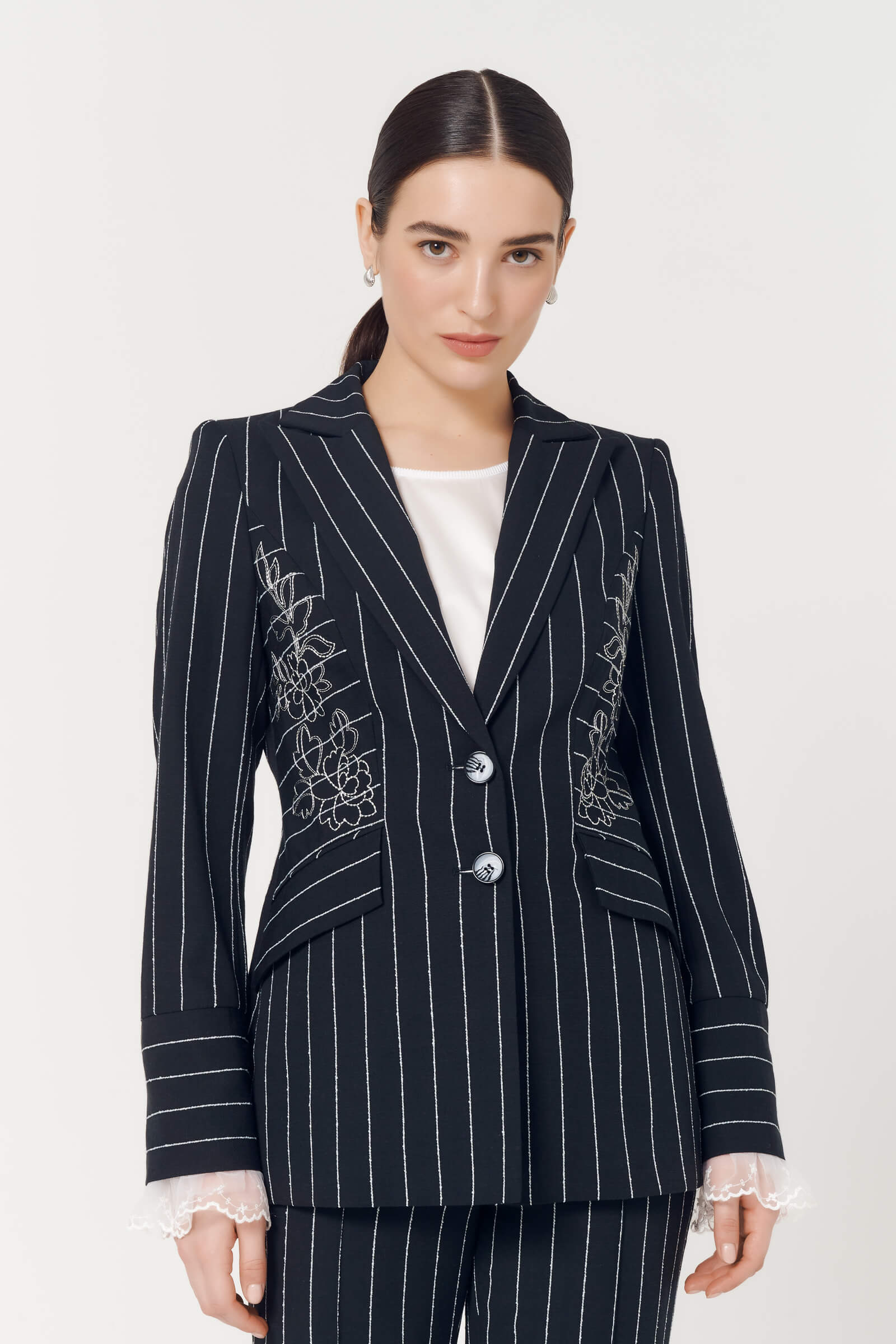 Пиджак с цветочным узором Цвет Черный