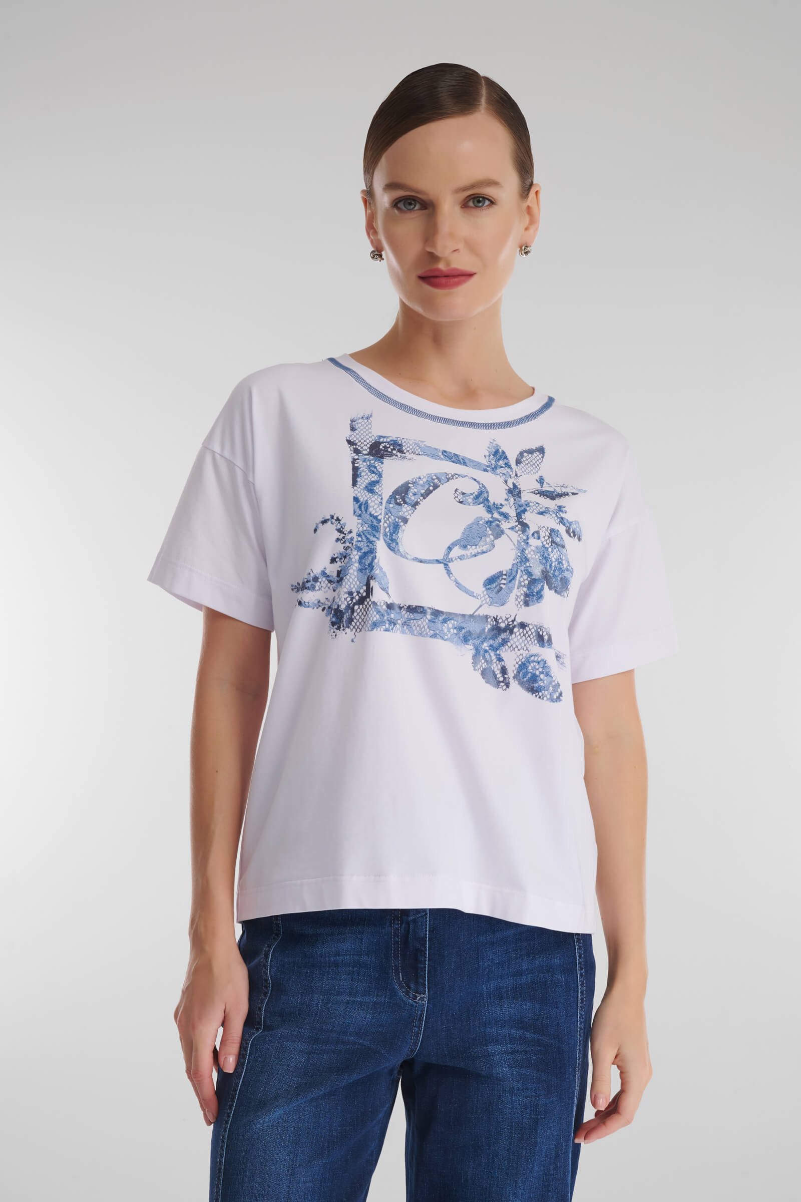 Хлопковая футболка со спущенной линией плеча Цвет Белый