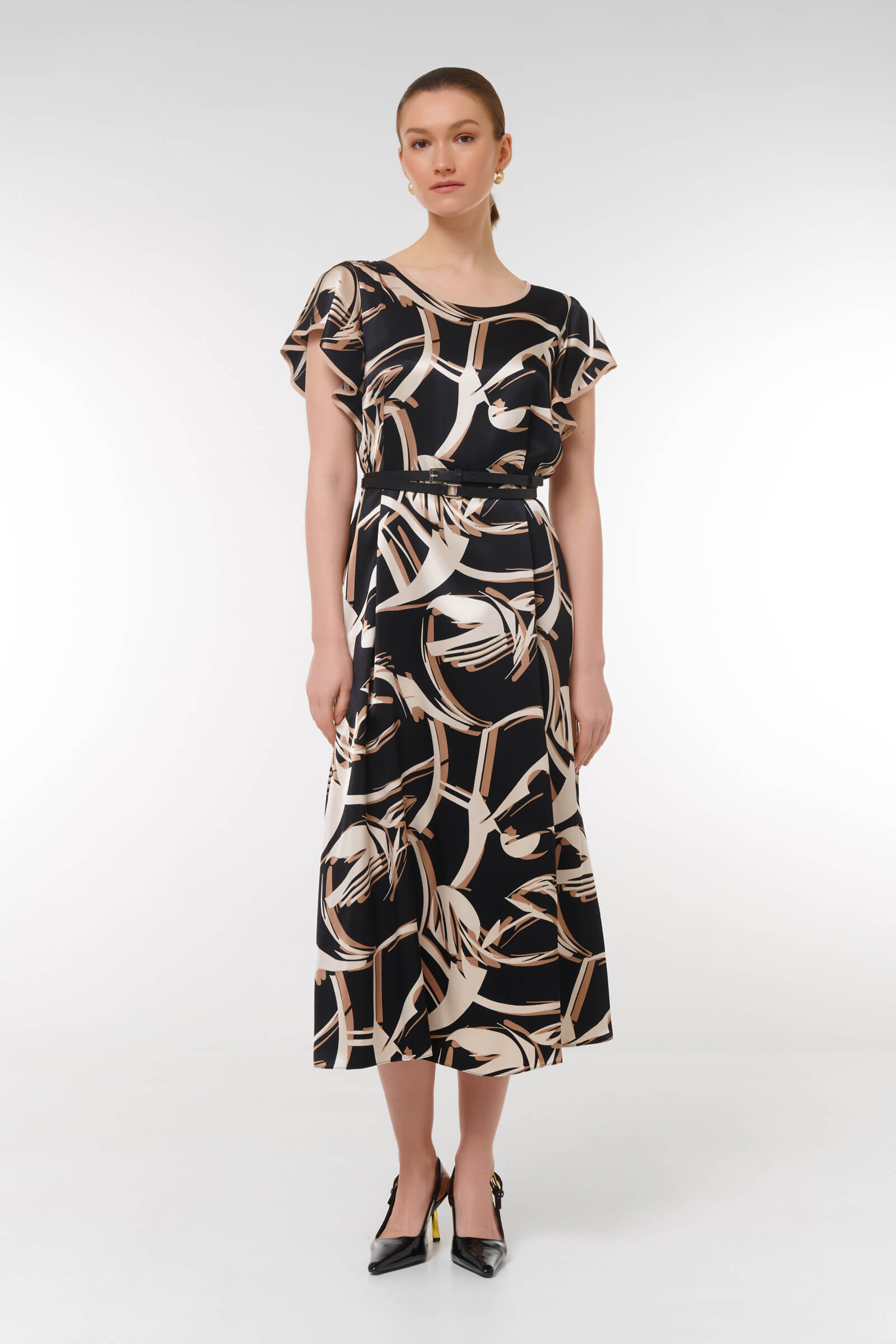 Платье с абстрактным принтом Цвет Мультиколор