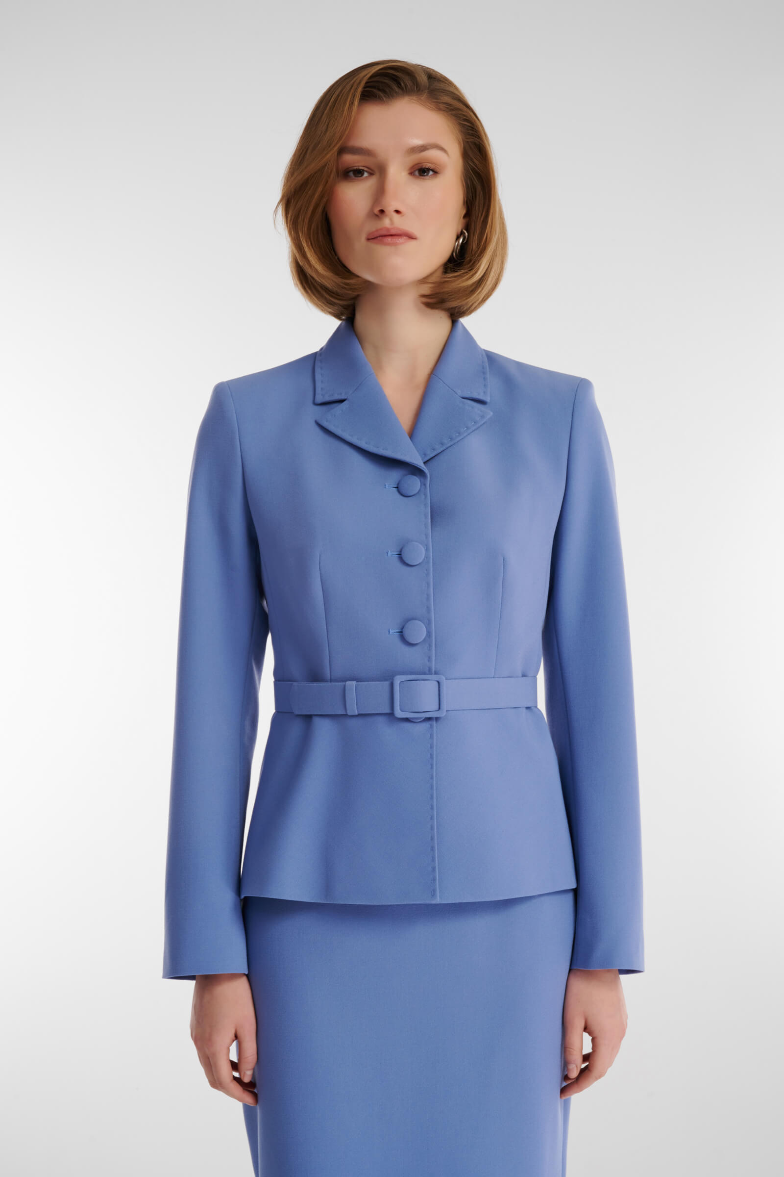 Приталенный жакет с баской Цвет Голубой