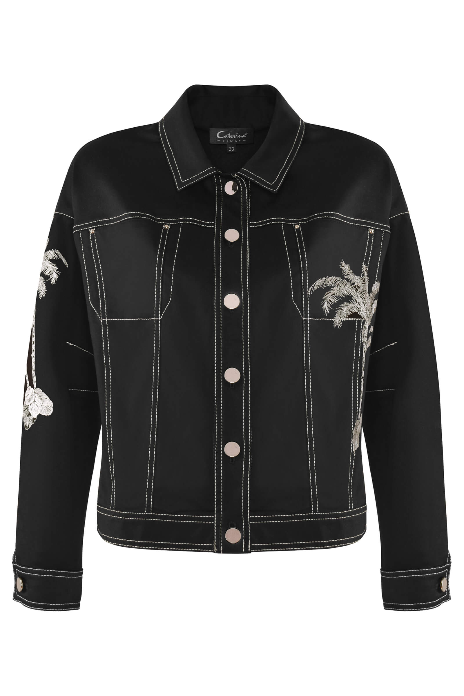 Куртка из денима с контрастной строчкой Цвет Черный