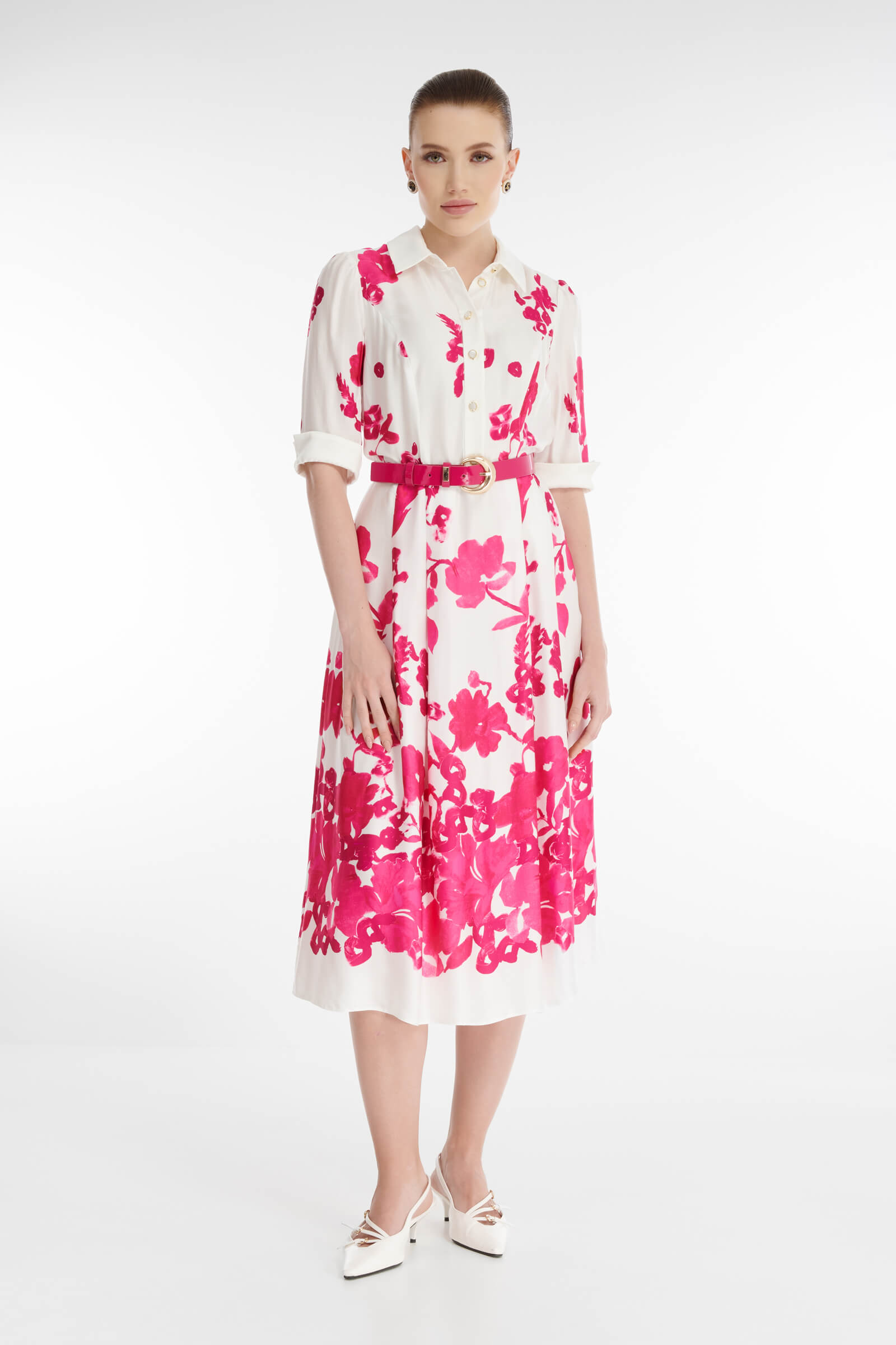 Платье-рубашка с цветочным принтом Цвет Мультиколор
