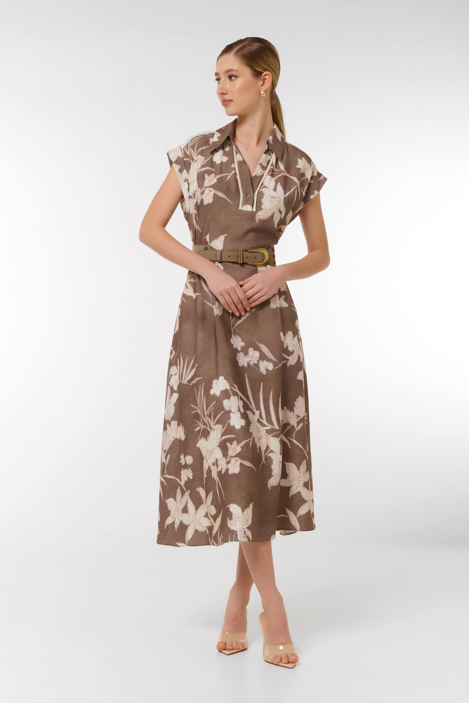 Платье миди с цветочным принтом Цвет Мультиколор