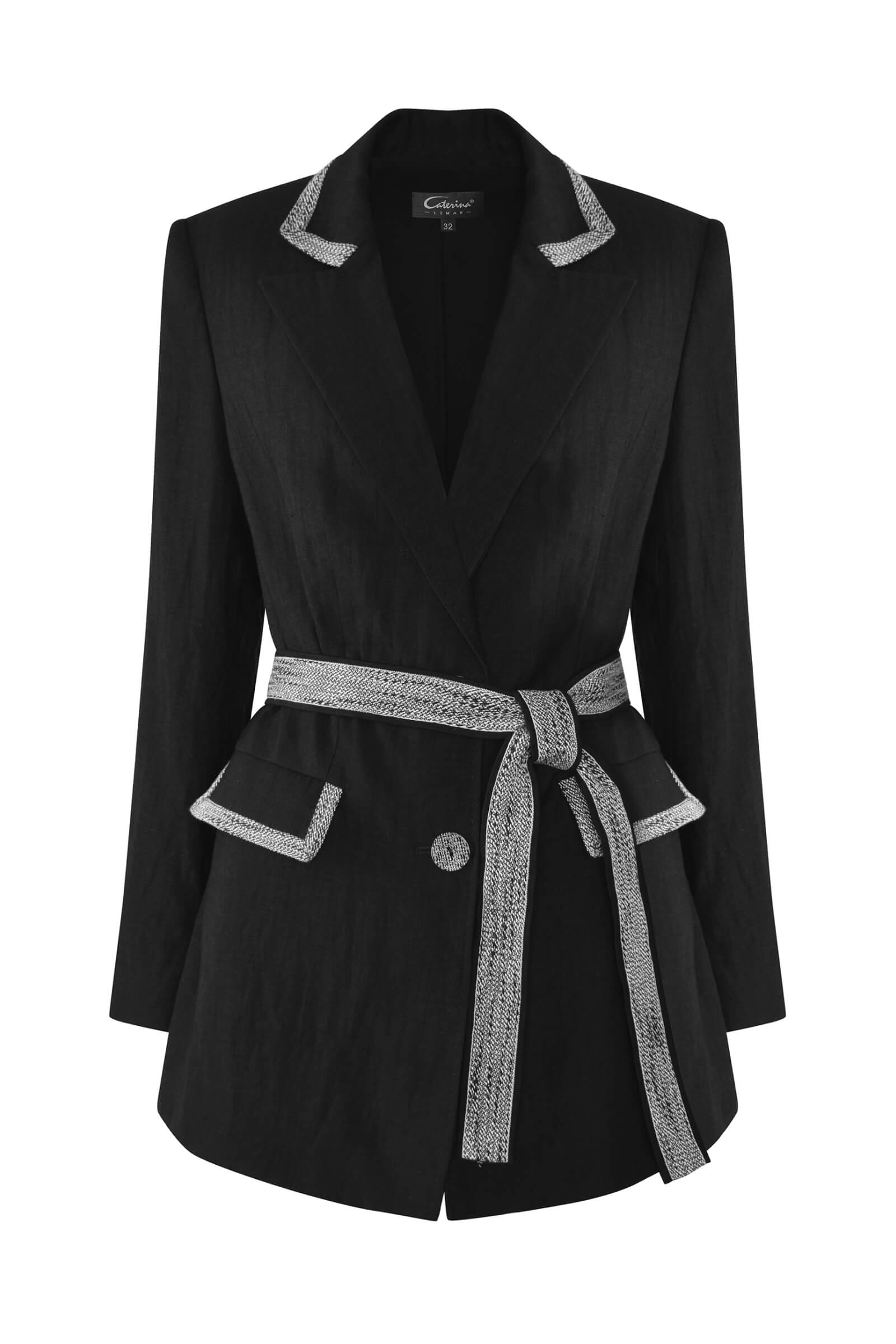 Приталенный жакет с поясом Цвет Черный